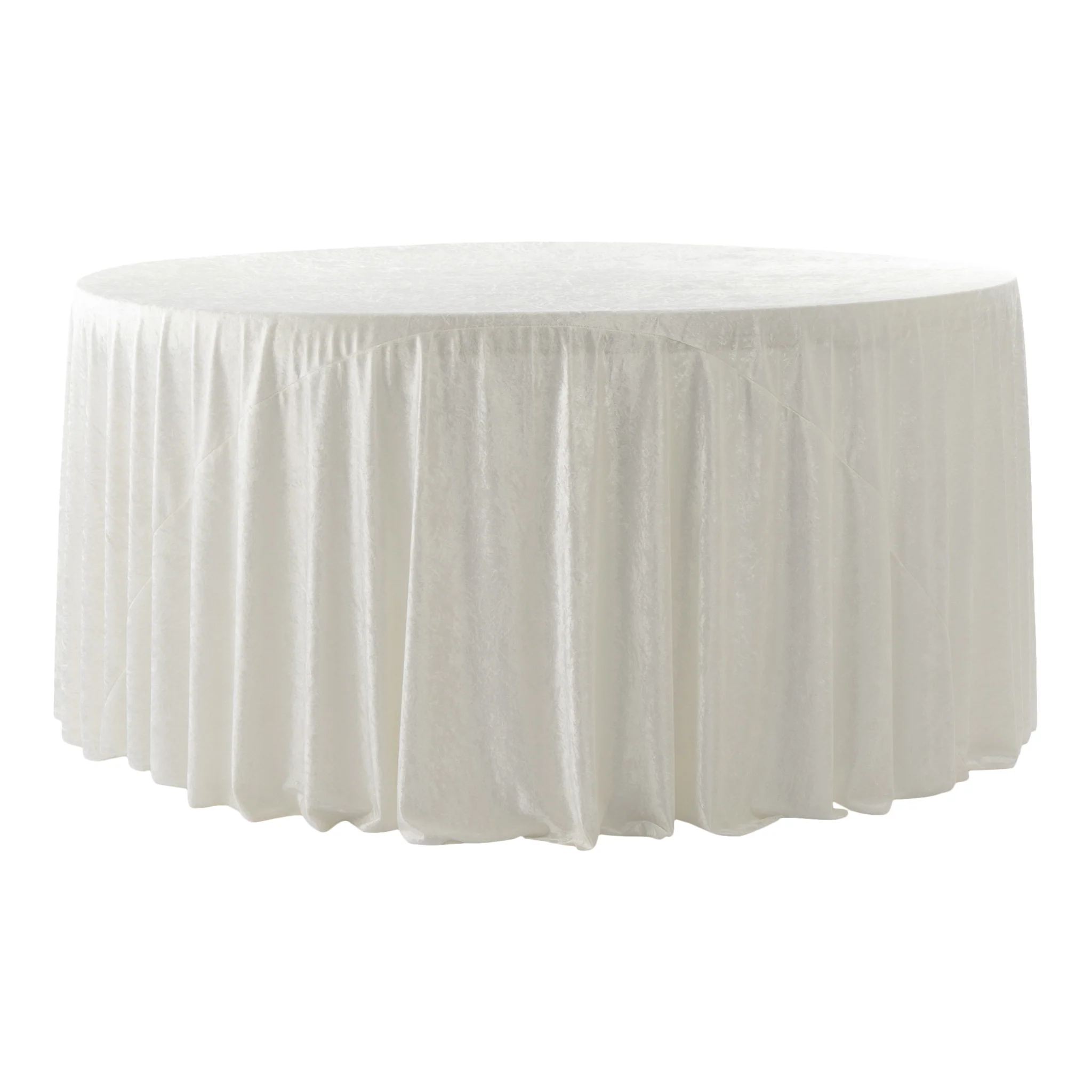 Velvet 120" Round Tablecloth - Ivory - Image 4