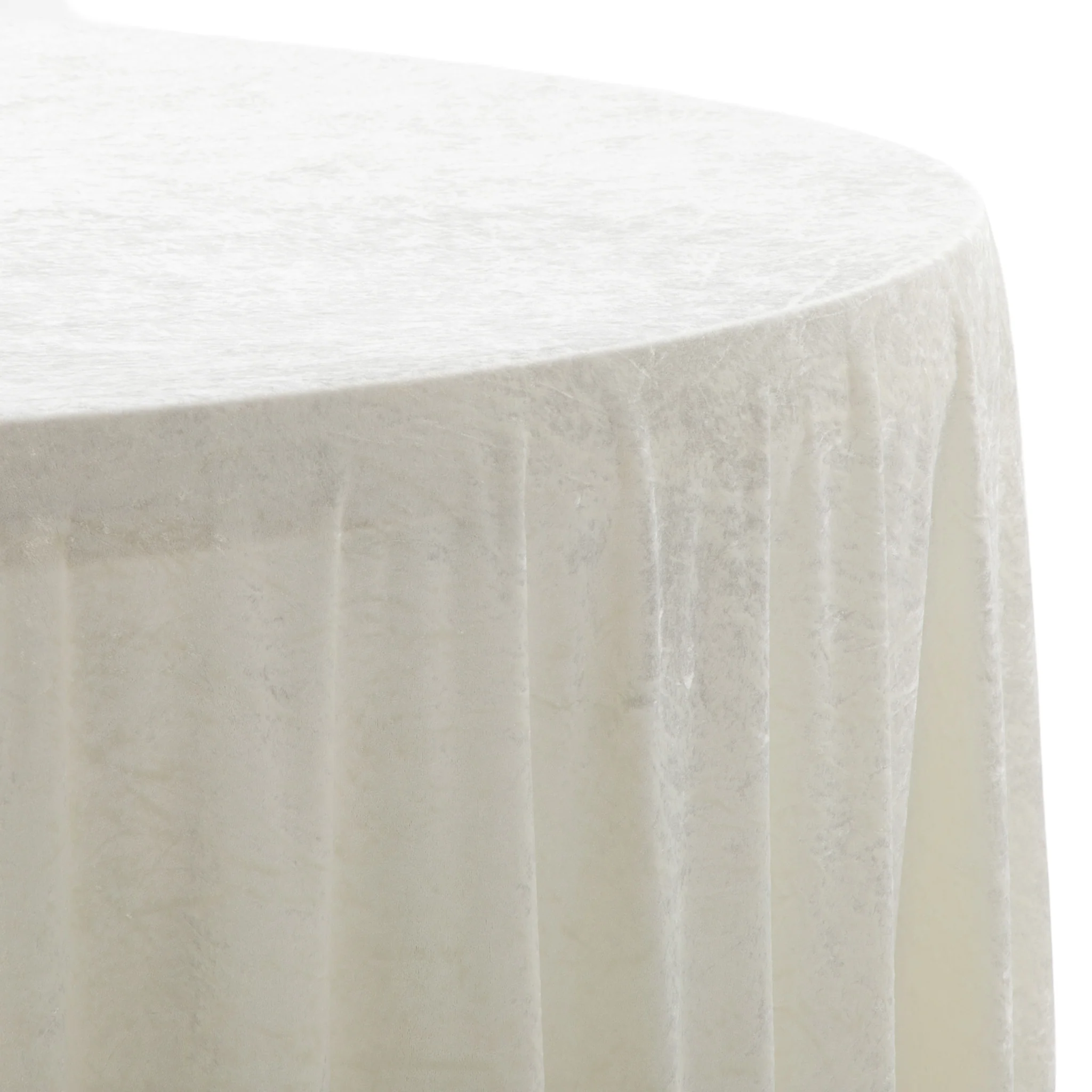 Velvet 120" Round Tablecloth - Ivory - Image 5