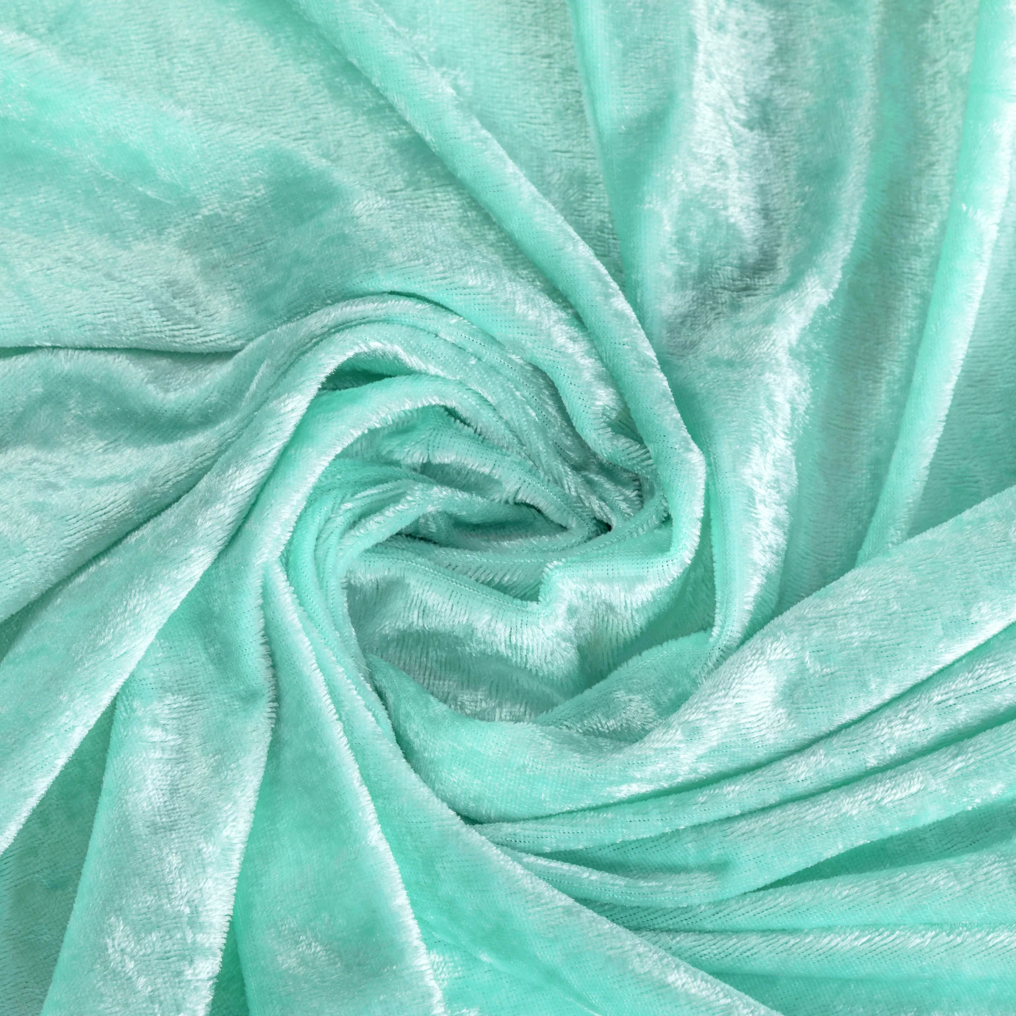 Velvet 120" Round Tablecloth - Light Turquoise - Image 5