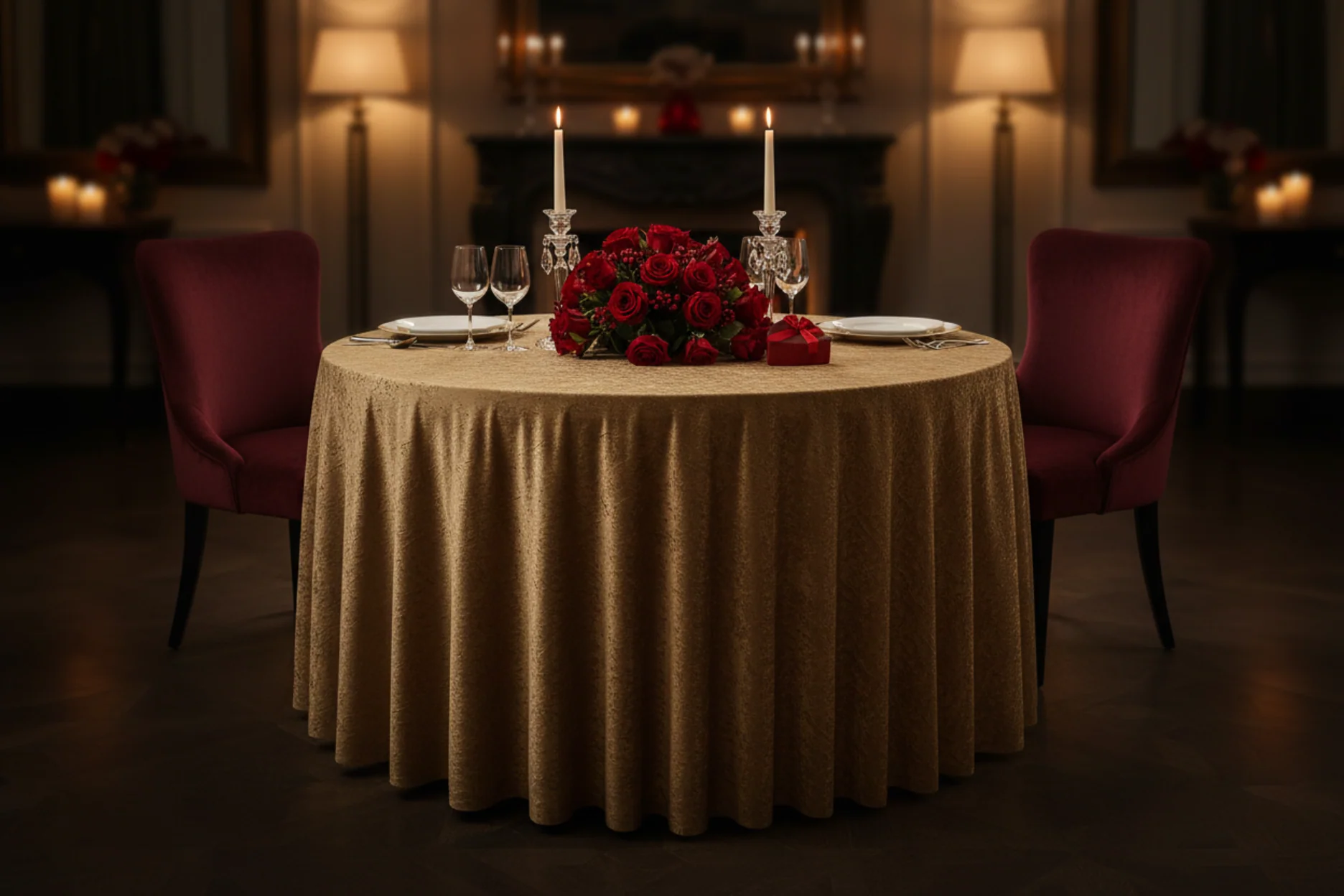 Velvet 120" Round Tablecloth - Mocha Brown - Image 5