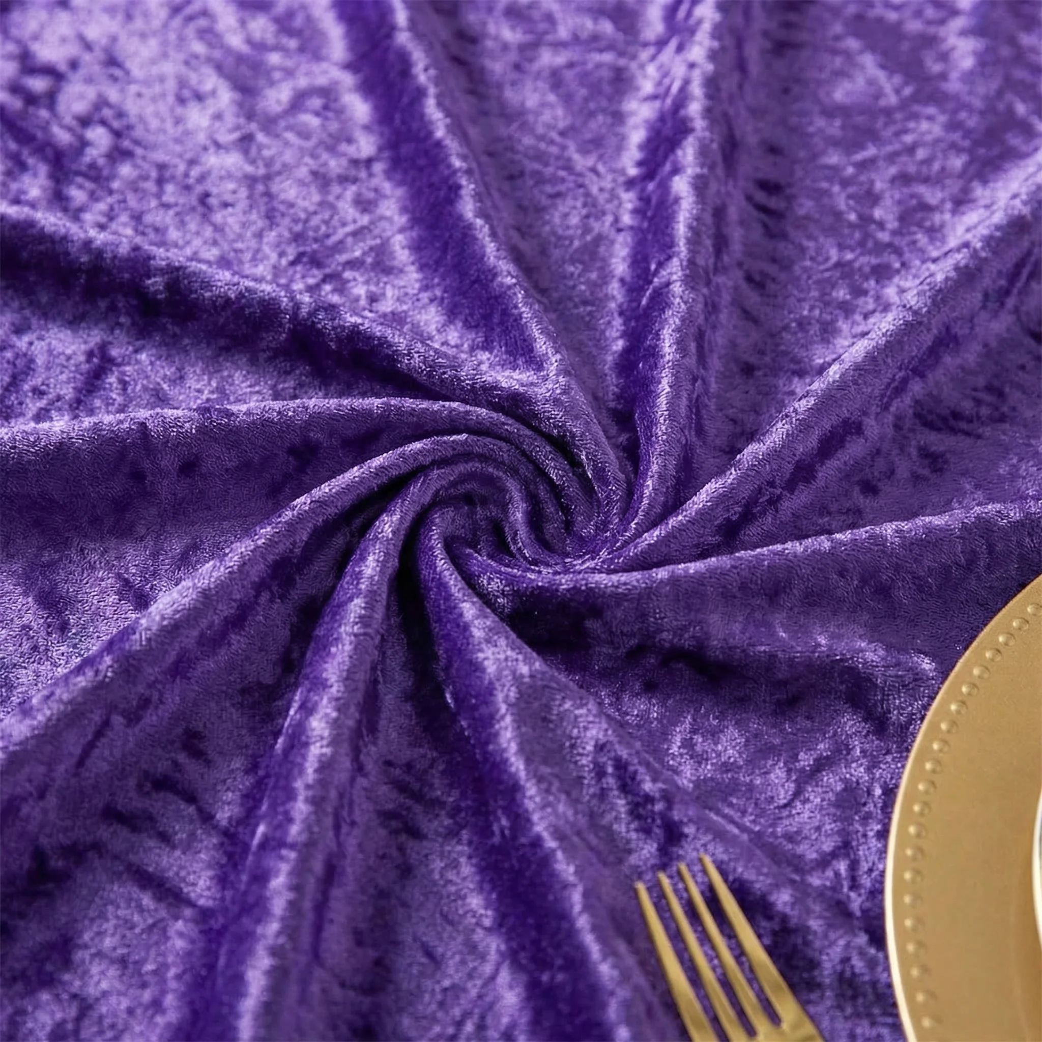Velvet 120" Round Tablecloth - Purple - Image 7