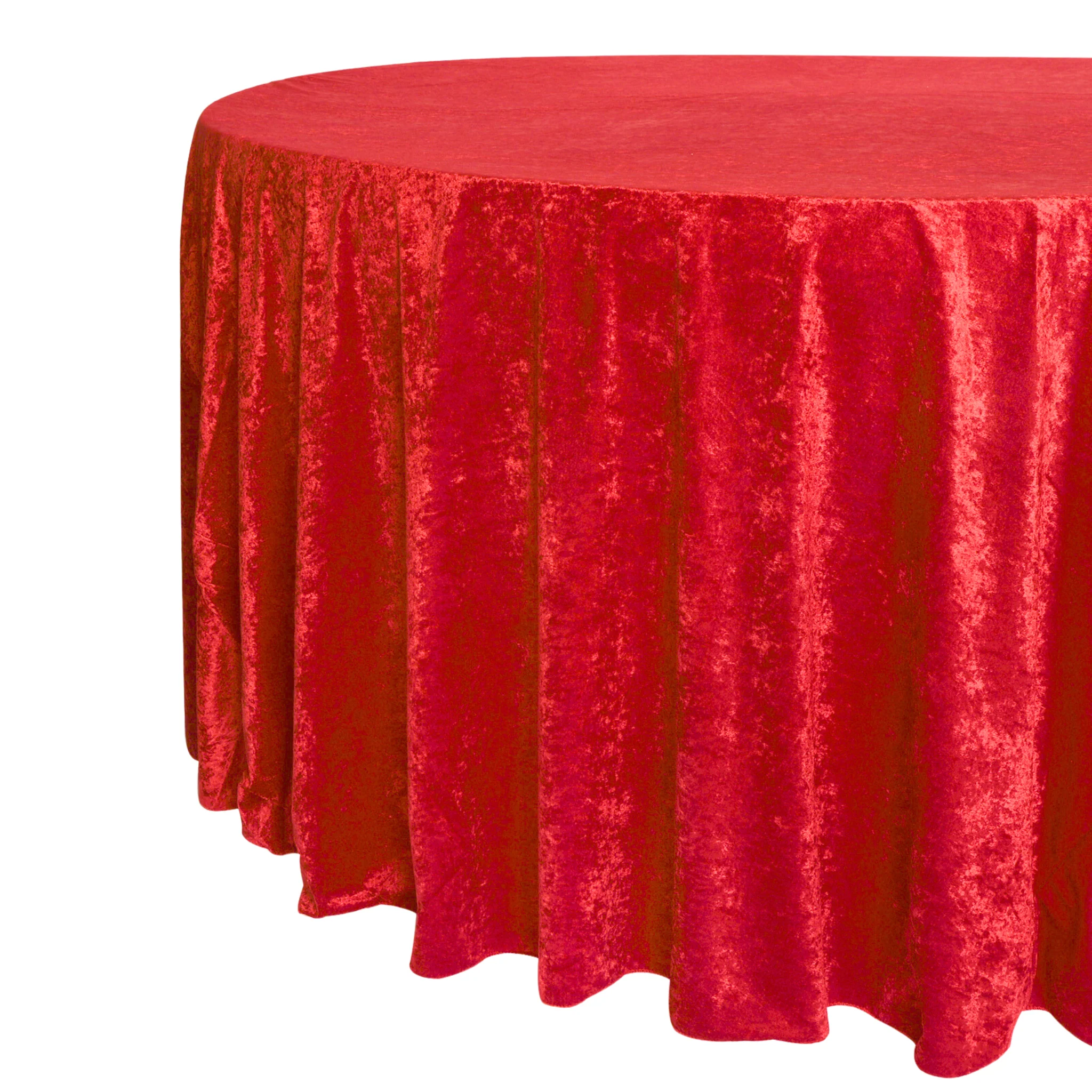Velvet 120" Round Tablecloth - Red - Image 4