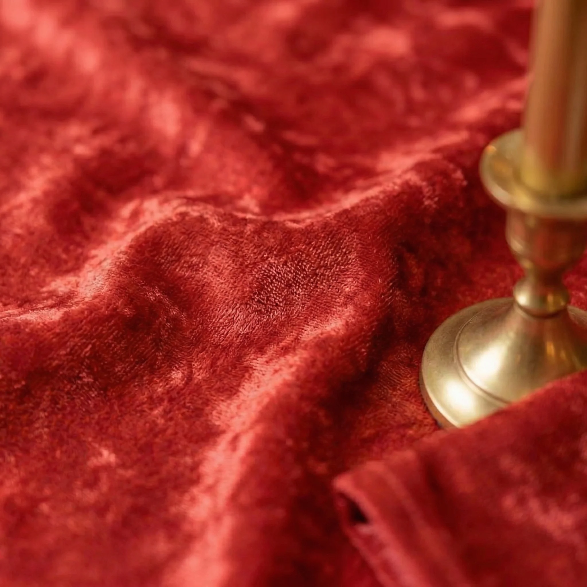 Velvet 120" Round Tablecloth - Red - Image 7