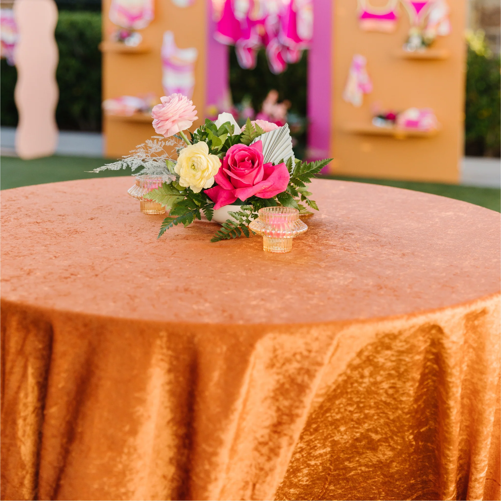 Velvet 120" Round Tablecloth - Terracotta - Image 4