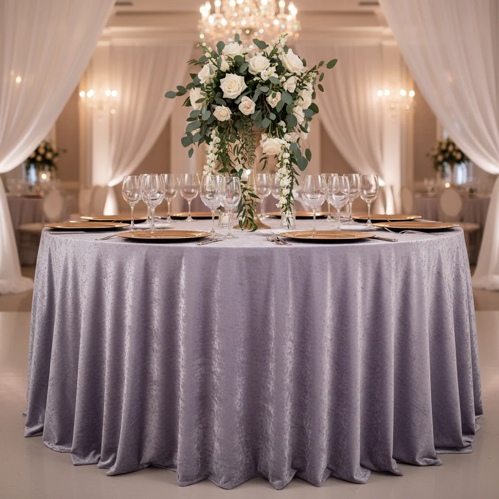 Velvet 120" Round Tablecloth - Wisteria - Image 2