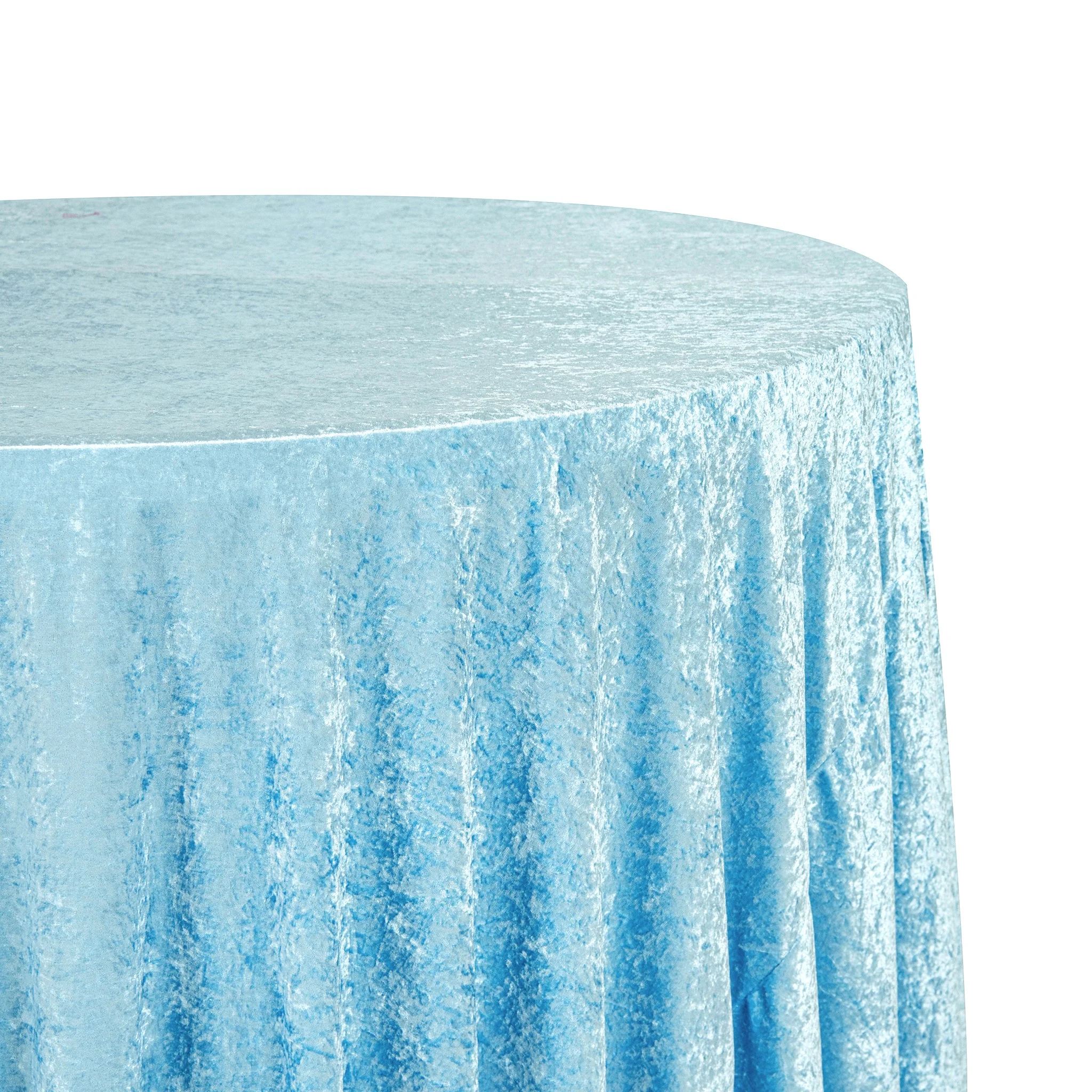 Velvet 120" Round Tablecloth - Baby Blue - Image 5
