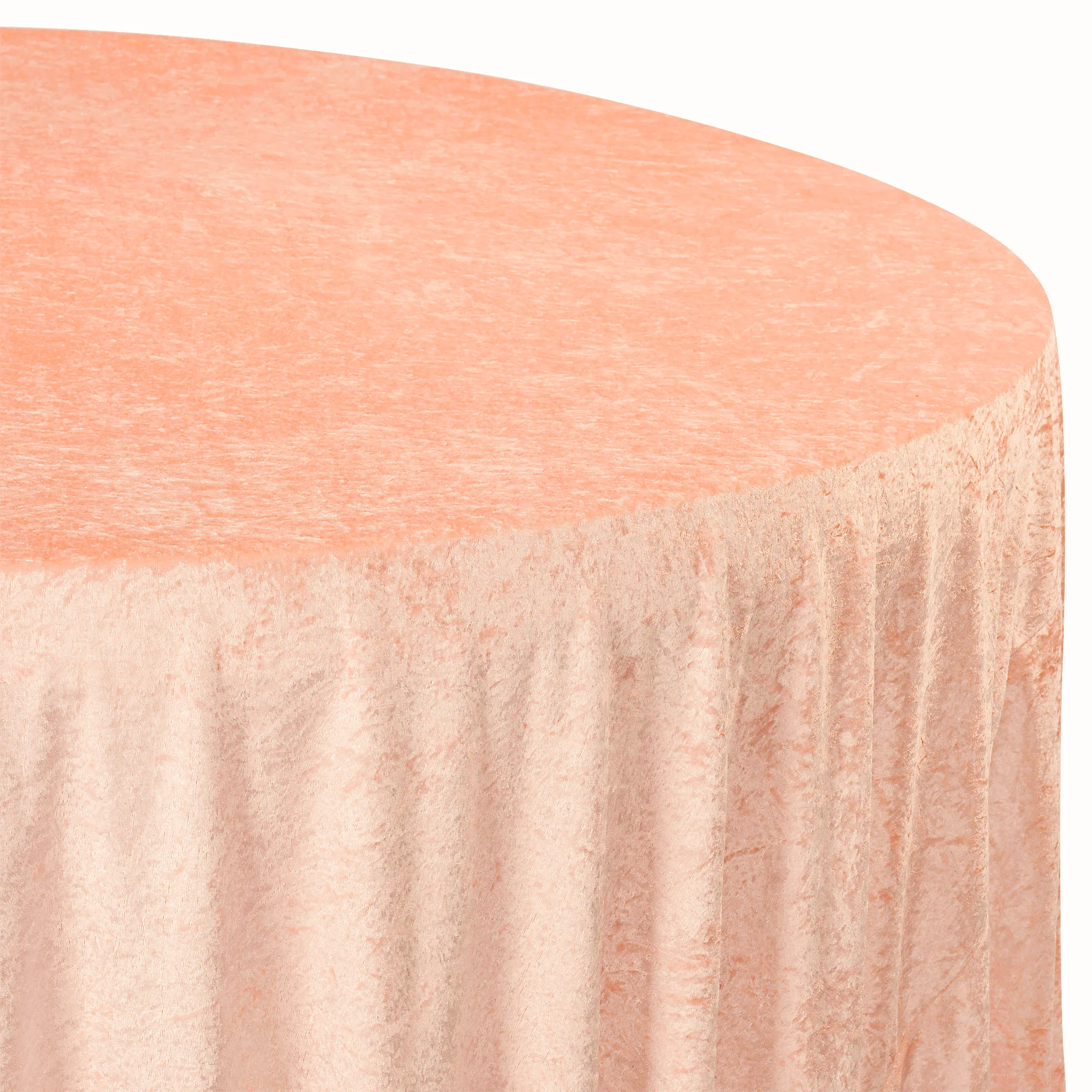 Velvet 120" Round Tablecloth - Peach - Image 3
