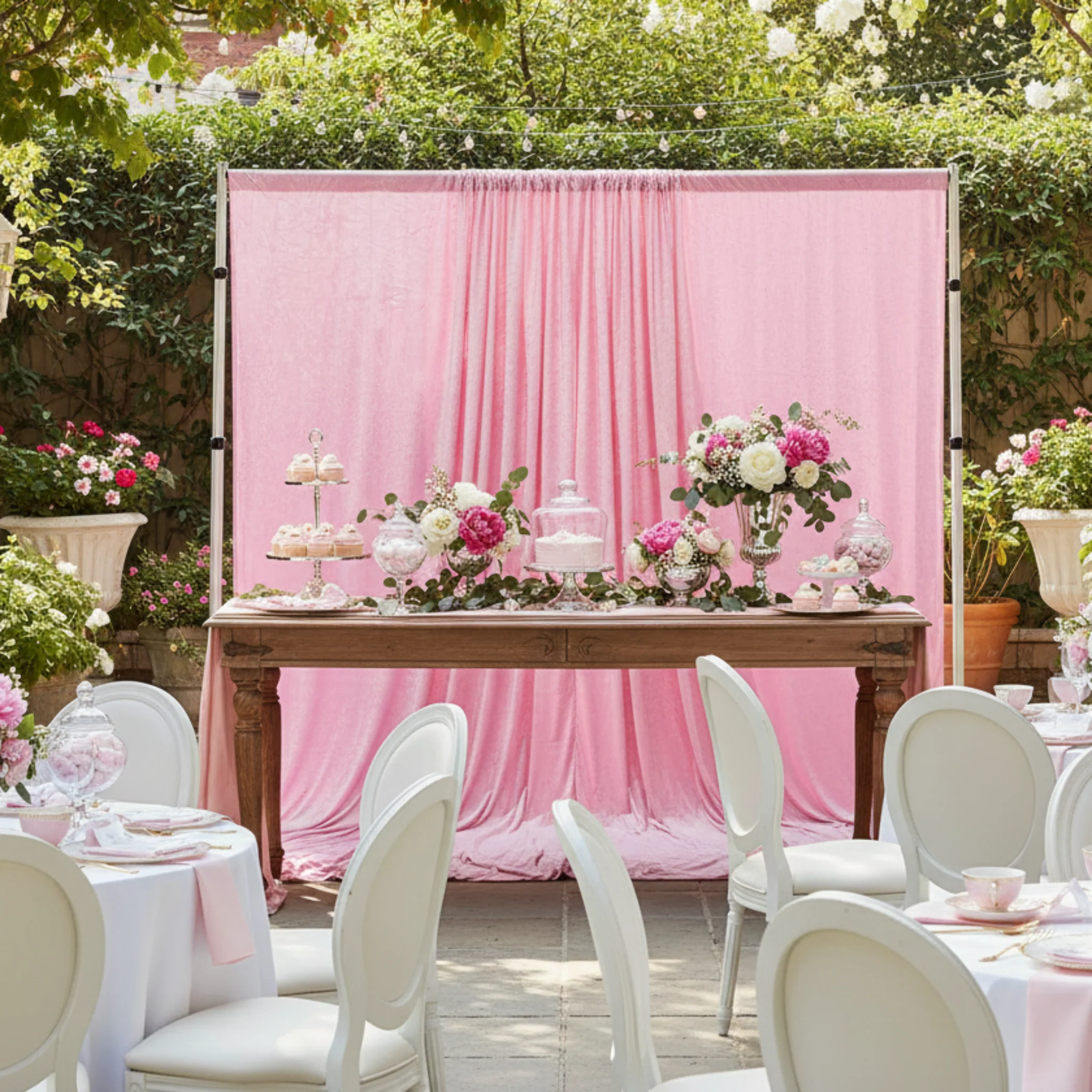 Velvet 12ft H x 52" W Drape/Backdrop Curtain Panel - Pink - Image 9