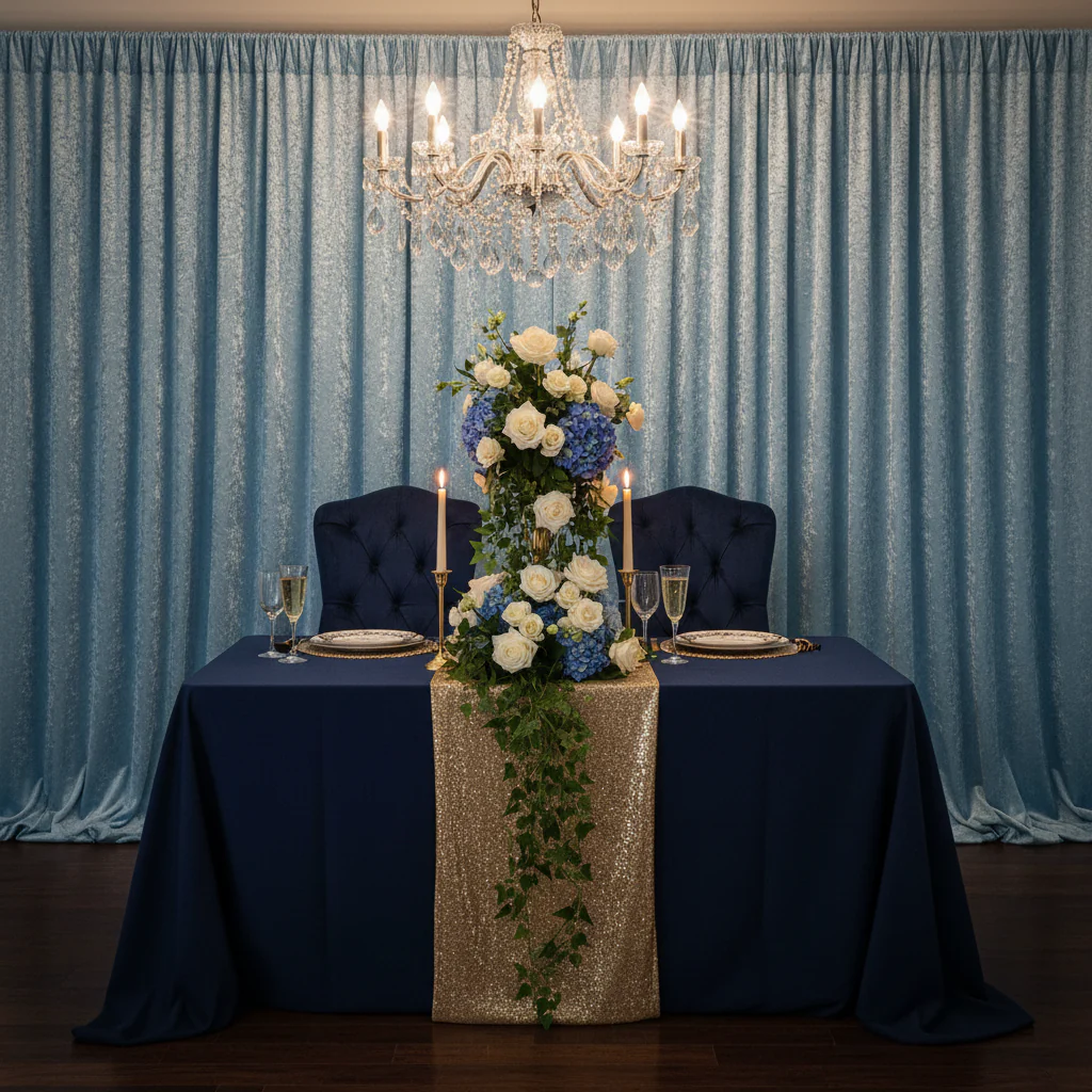 Velvet 12ft H x 52" W Drape/Backdrop Curtain Panel - Baby Blue - Image 2