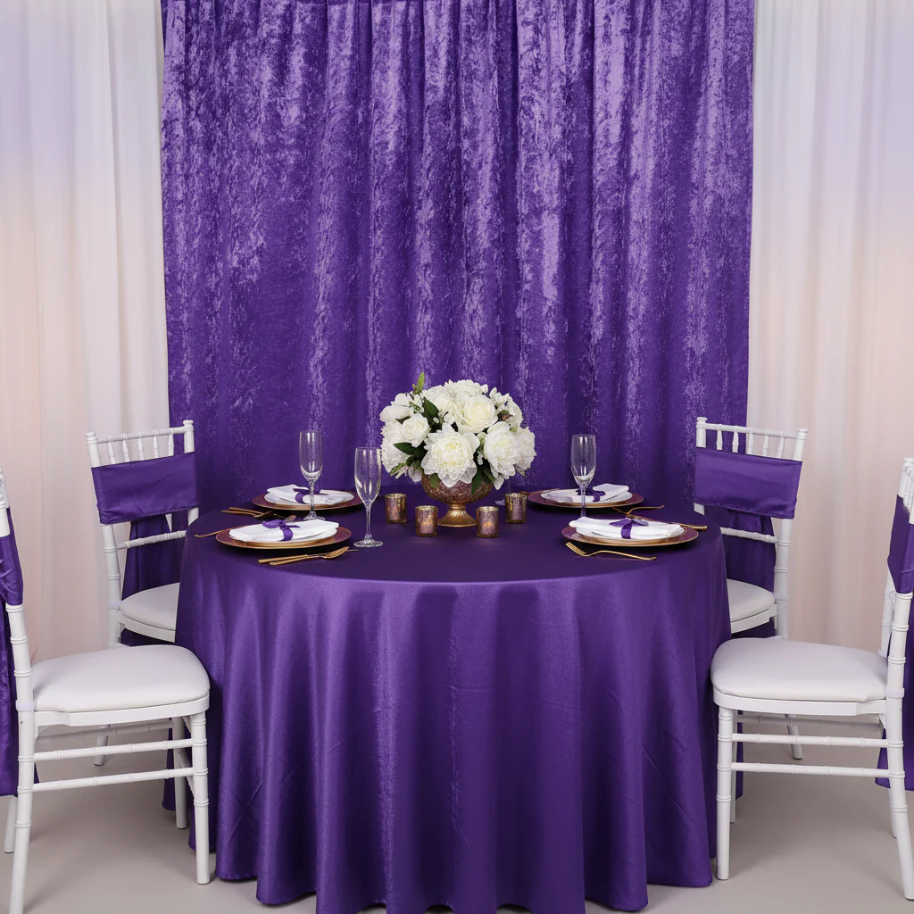 Velvet 12ft H x 52" W Drape/Backdrop Curtain Panel - Purple - Image 6