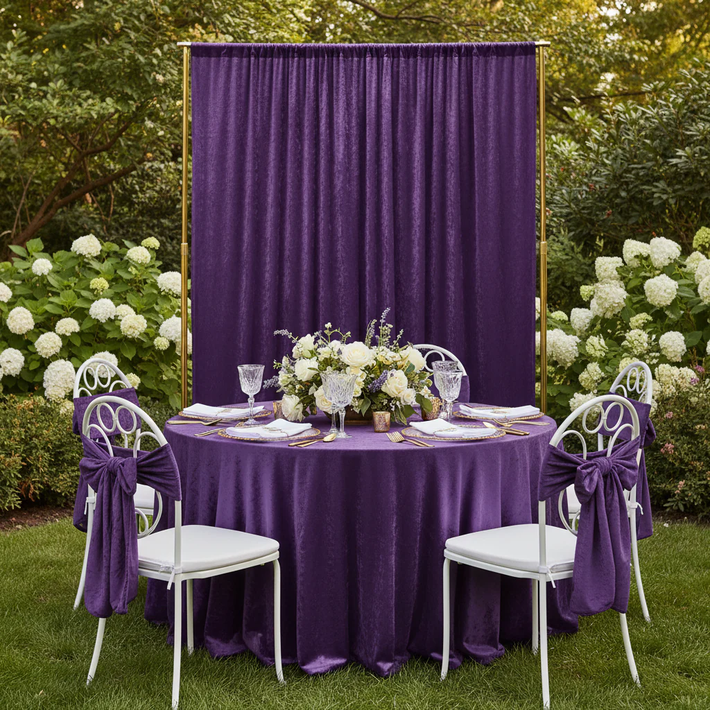Velvet 12ft H x 52" W Drape/Backdrop Curtain Panel - Purple - Image 7