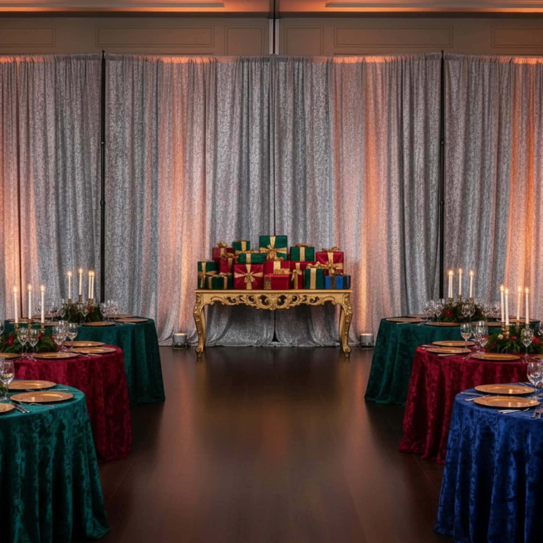 Velvet 12ft H x 52" W Drape/Backdrop Curtain Panel - Silver - Image 3