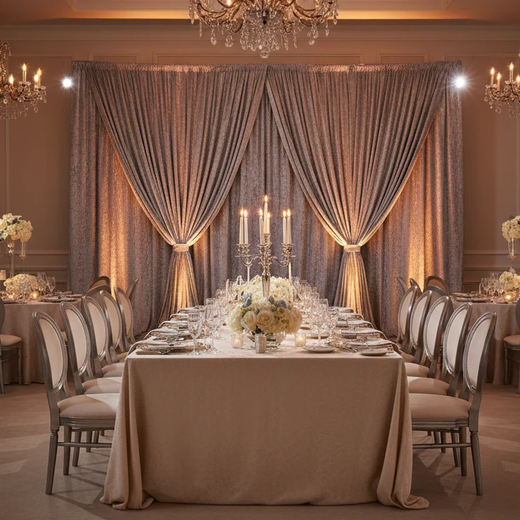 Velvet 12ft H x 52" W Drape/Backdrop Curtain Panel - Silver - Image 4