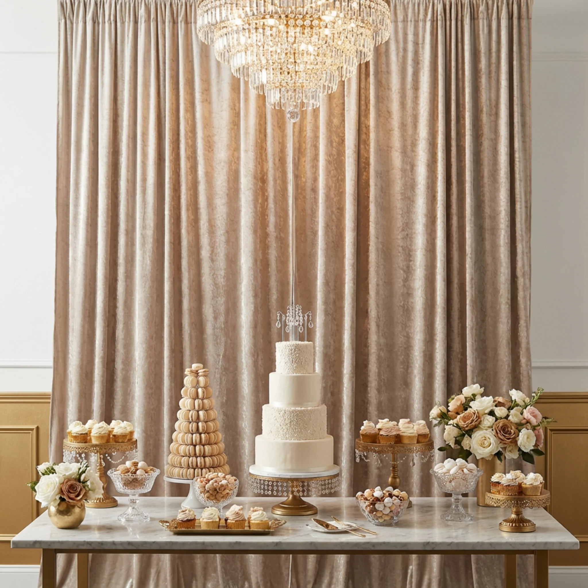 Velvet 12ft H x 52" W Drape/Backdrop Curtain Panel - Taupe - Image 2