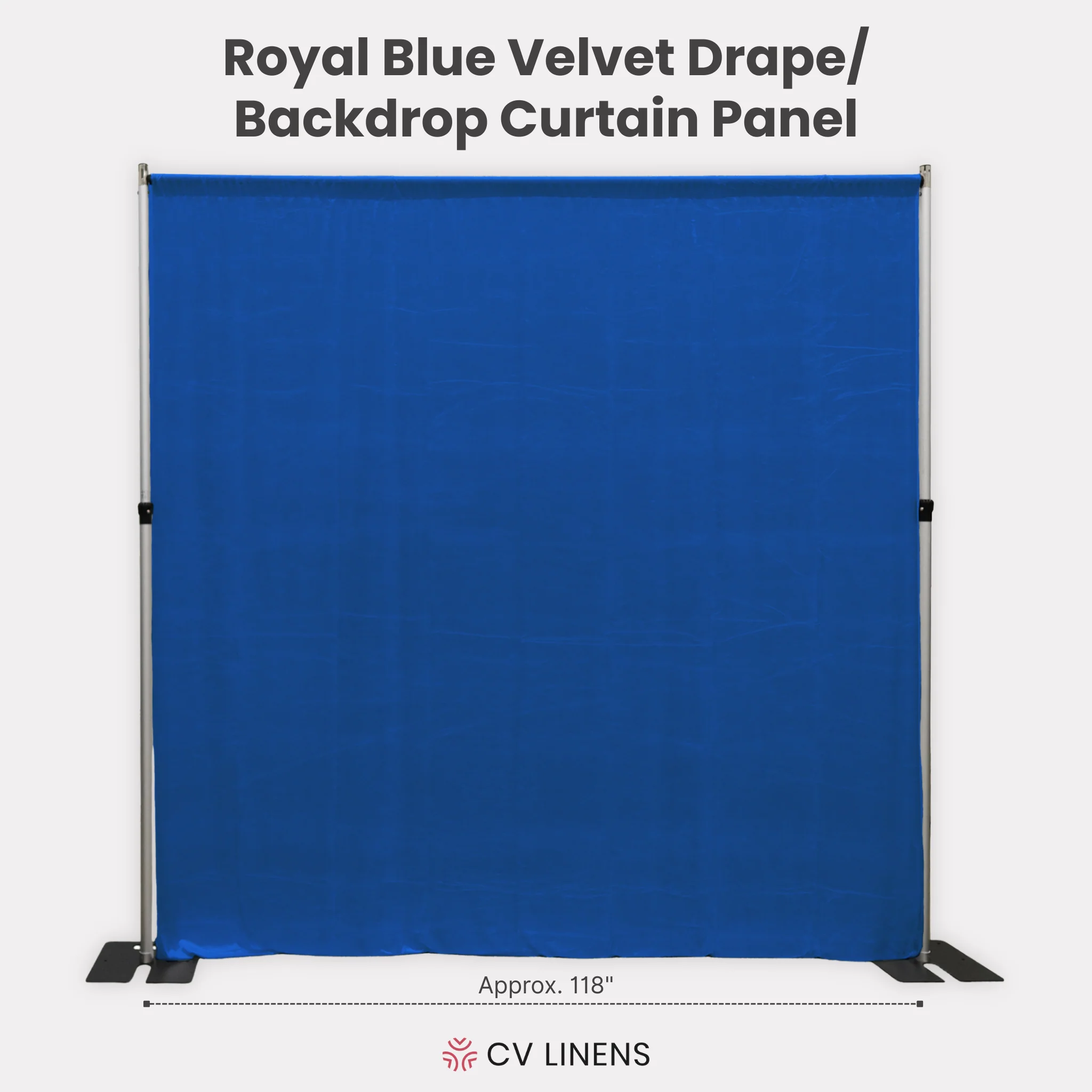 Velvet 12ft H x 118" W Drape/Backdrop Curtain Panel - Royal Blue - Image 3