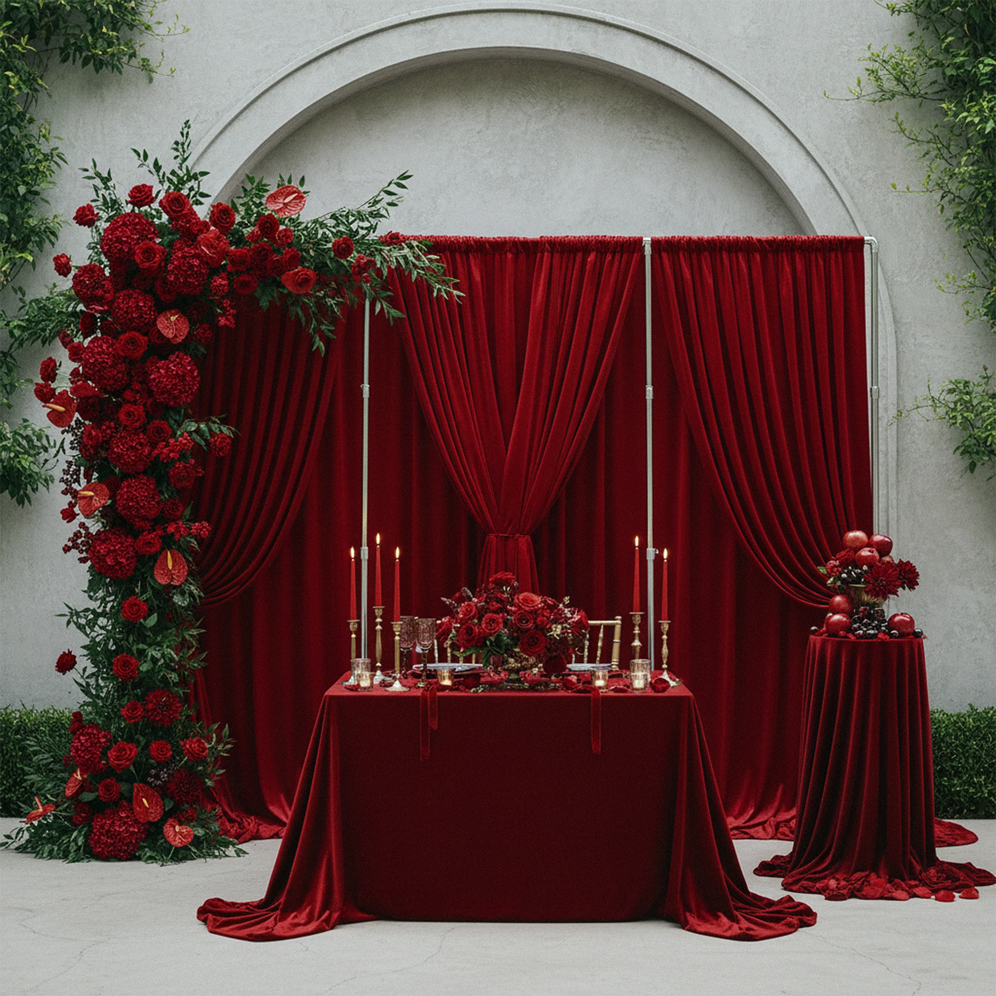 Velvet 10ft H x 52" W Drape/Backdrop Curtain Panel - Apple Red - Image 6