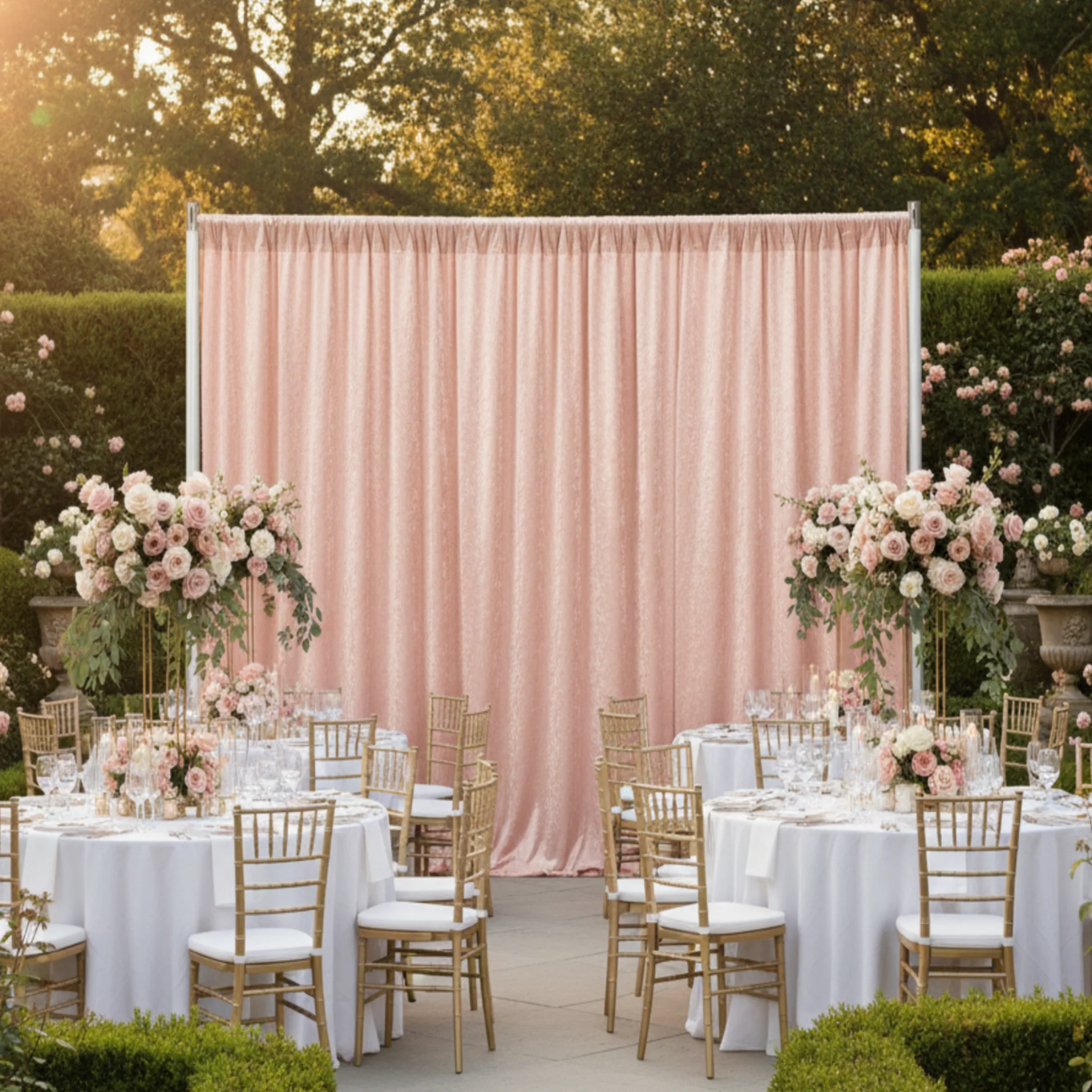 Velvet 12ft H x 52" W Drape/Backdrop Curtain Panel - Blush/Rose Gold - Image 2