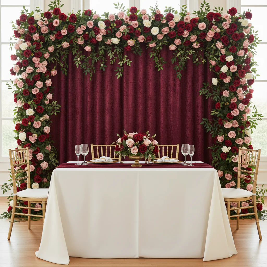 Velvet 12ft H x 52" W Drape/Backdrop Curtain Panel - Burgundy - Image 2