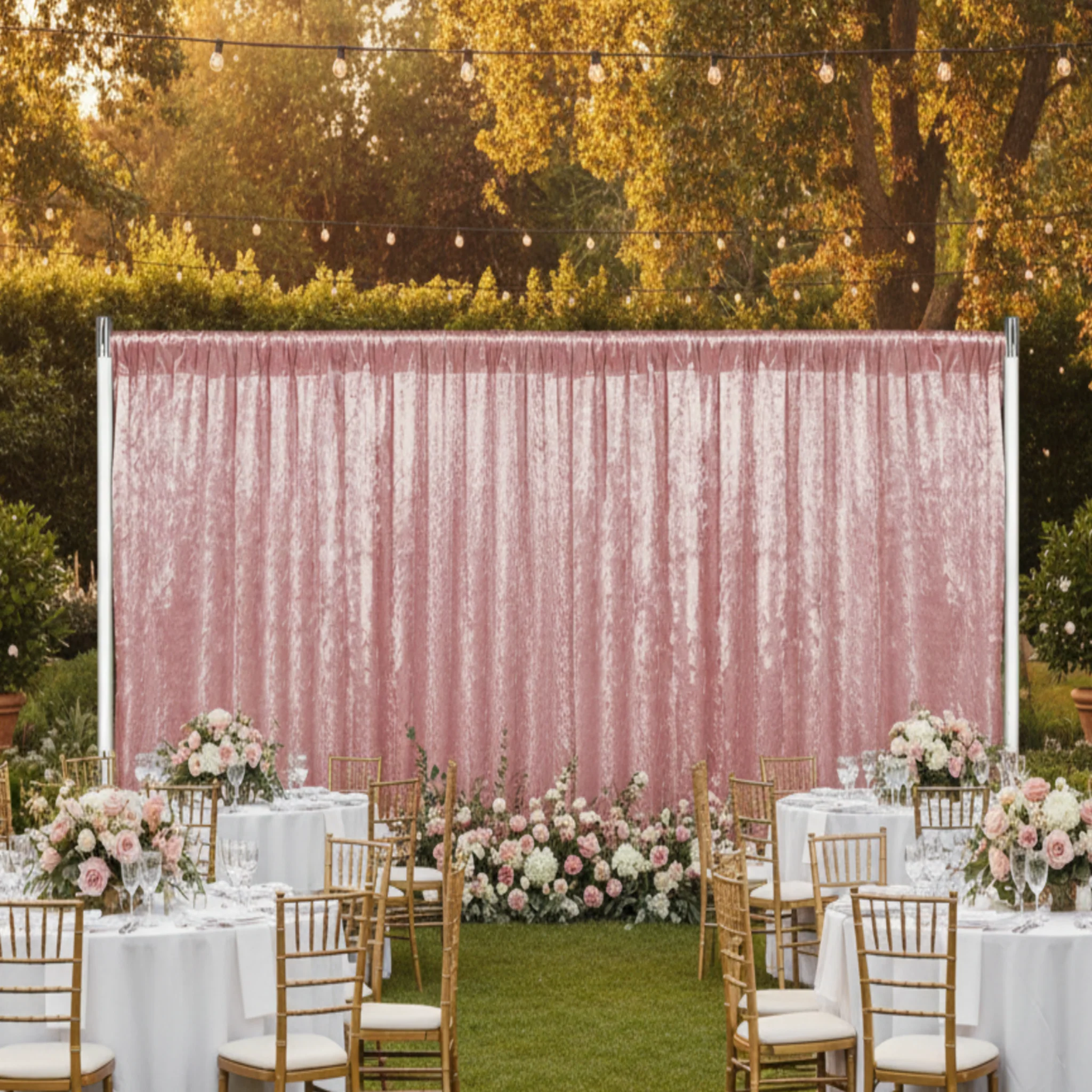 Velvet 12ft H x 52" W Drape/Backdrop Curtain Panel - Dusty Rose/Mauve - Image 2