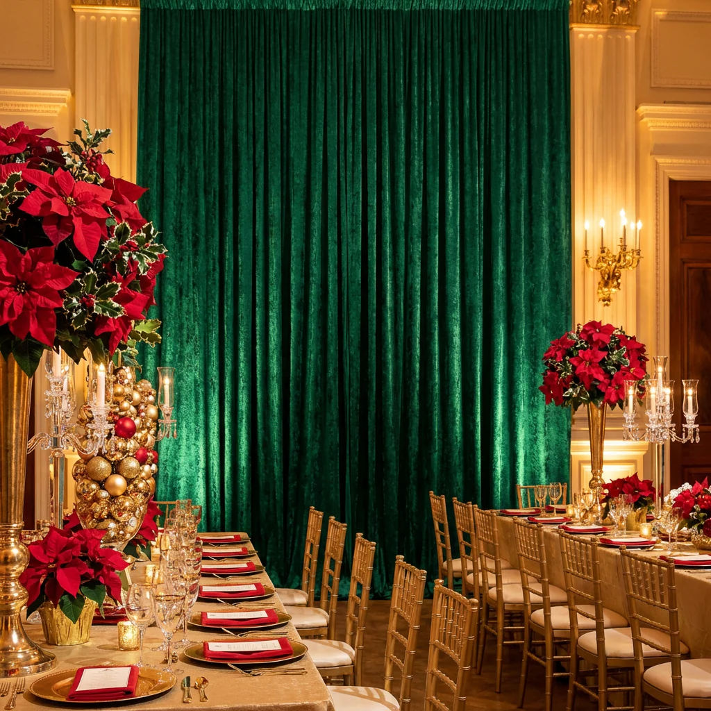 Velvet 12ft H x 52" W Drape/Backdrop Curtain Panel - Emerald Green - Image 2