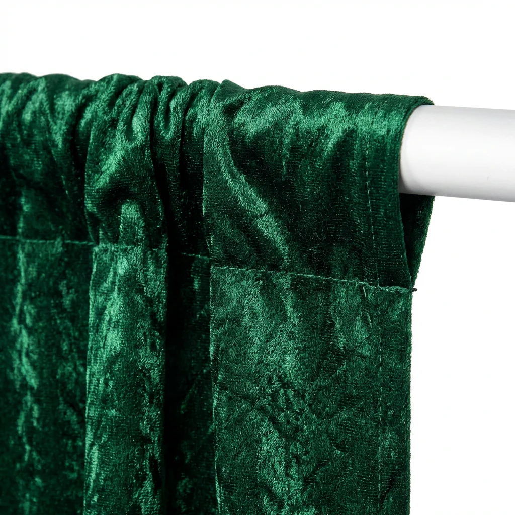 Velvet 12ft H x 52" W Drape/Backdrop Curtain Panel - Emerald Green - Image 3
