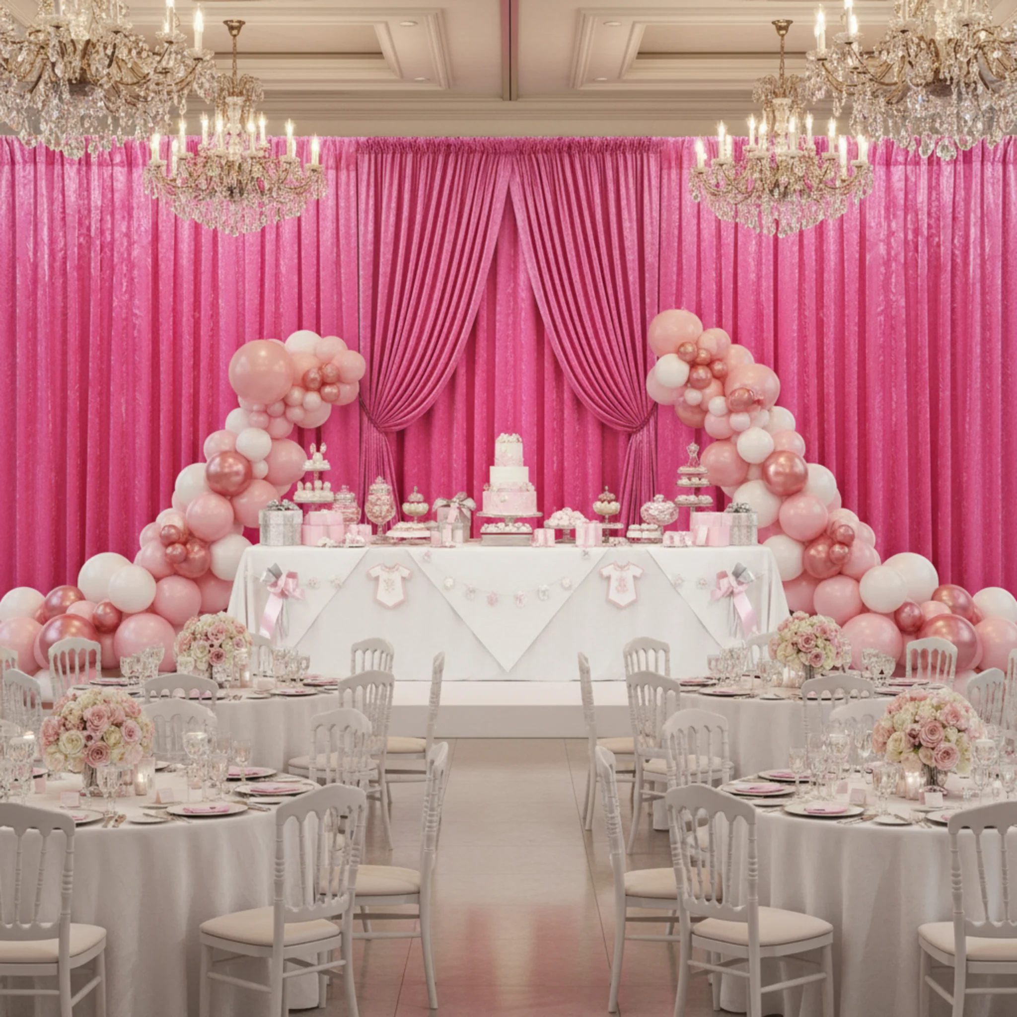 Velvet 12ft H x 52" W Drape/Backdrop Curtain Panel - Fuchsia - Image 2
