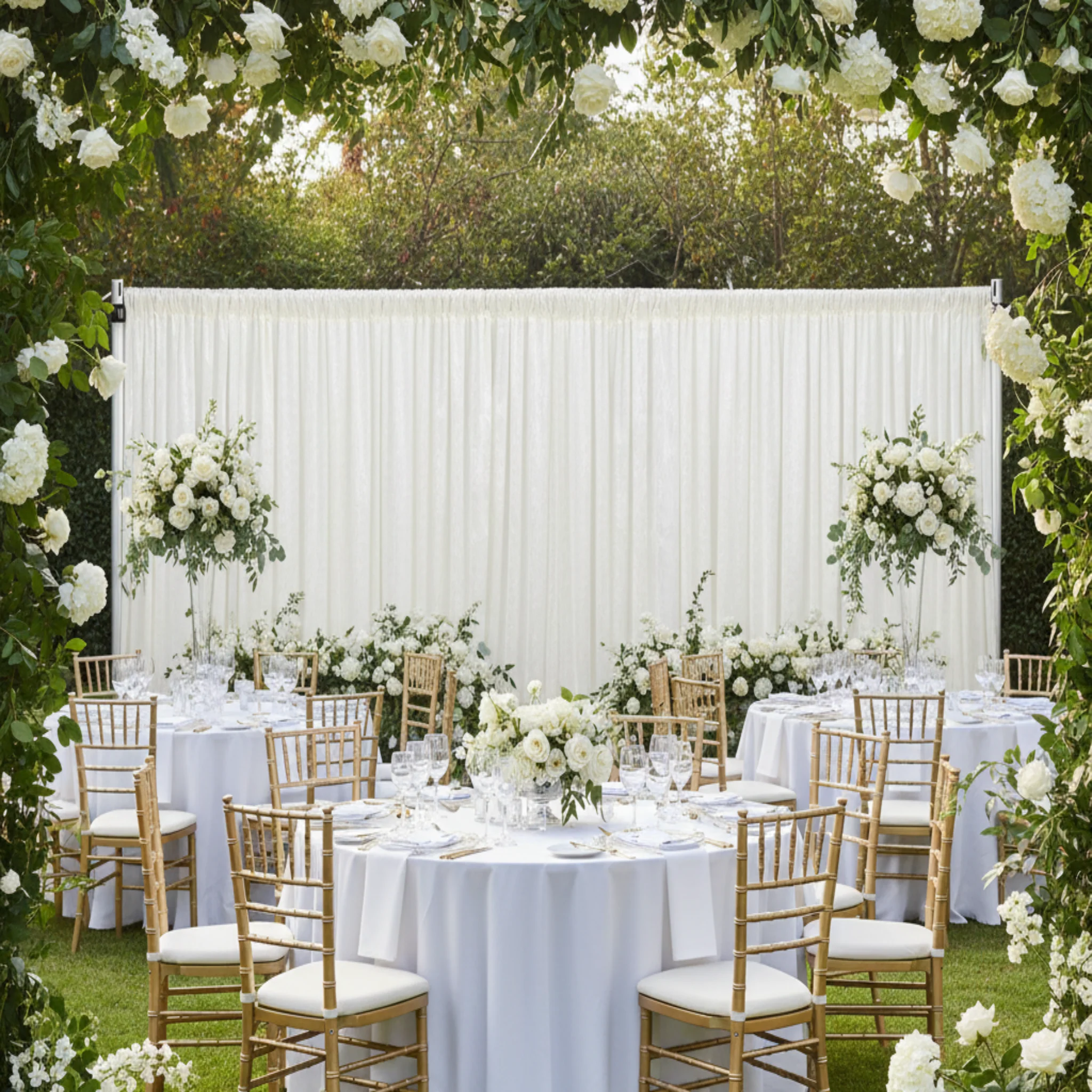 Velvet 12ft H x 52" W Drape/Backdrop Curtain Panel - Ivory - Image 2