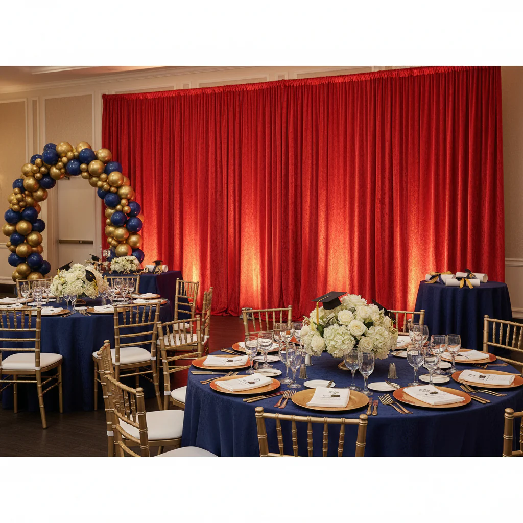 Velvet 12ft H x 52" W Drape/Backdrop Curtain Panel - Red - Image 4