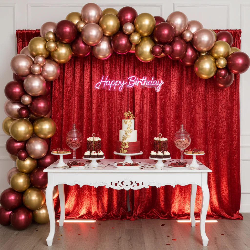 Velvet 12ft H x 52" W Drape/Backdrop Curtain Panel - Red - Image 7