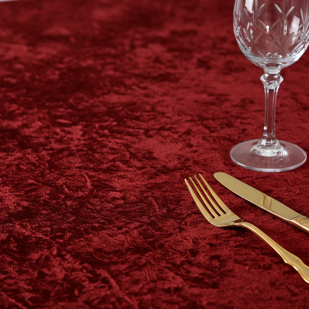 Velvet 132" Round Tablecloth - Apple Red - Image 6