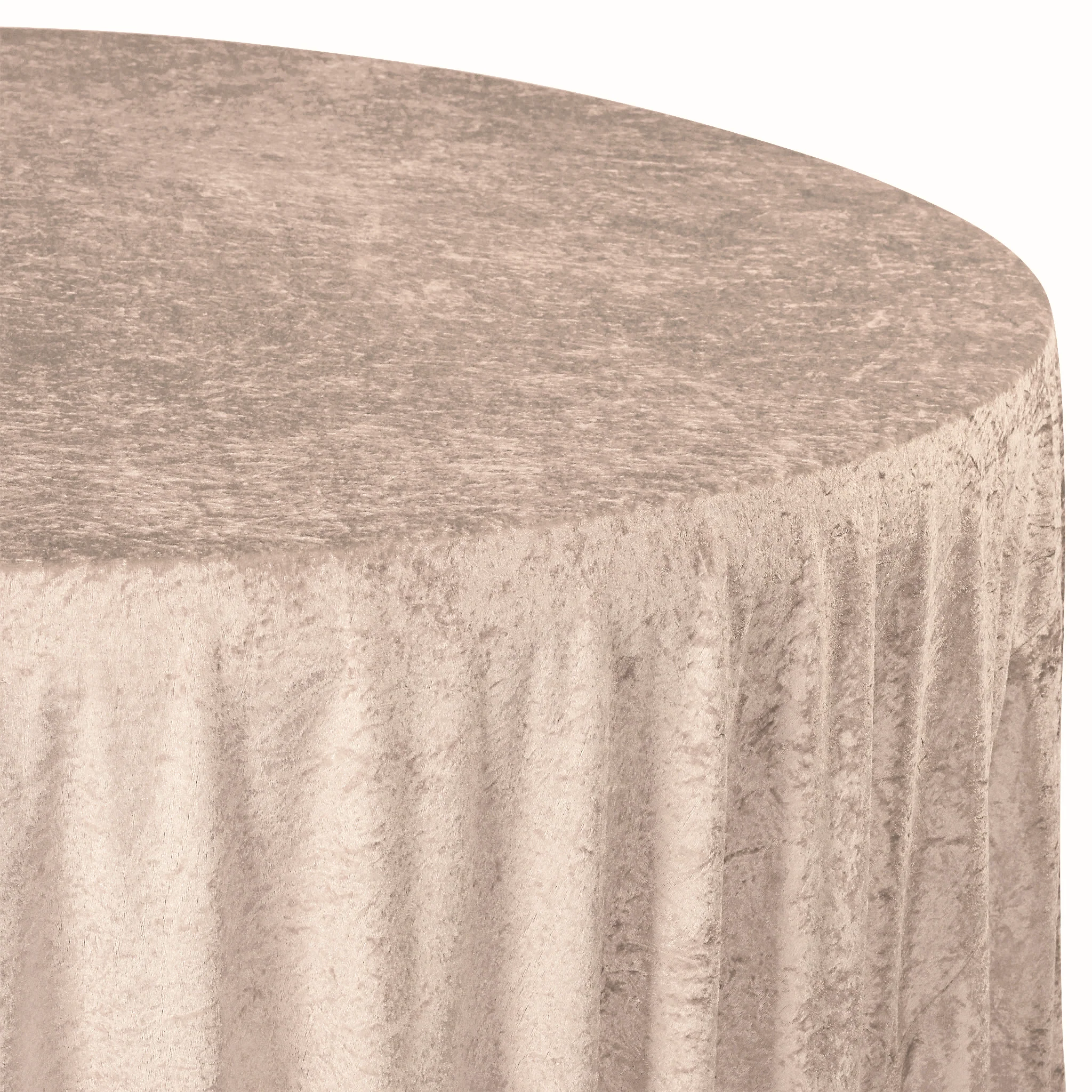 Velvet 132" Round Tablecloth - Beige - Image 3