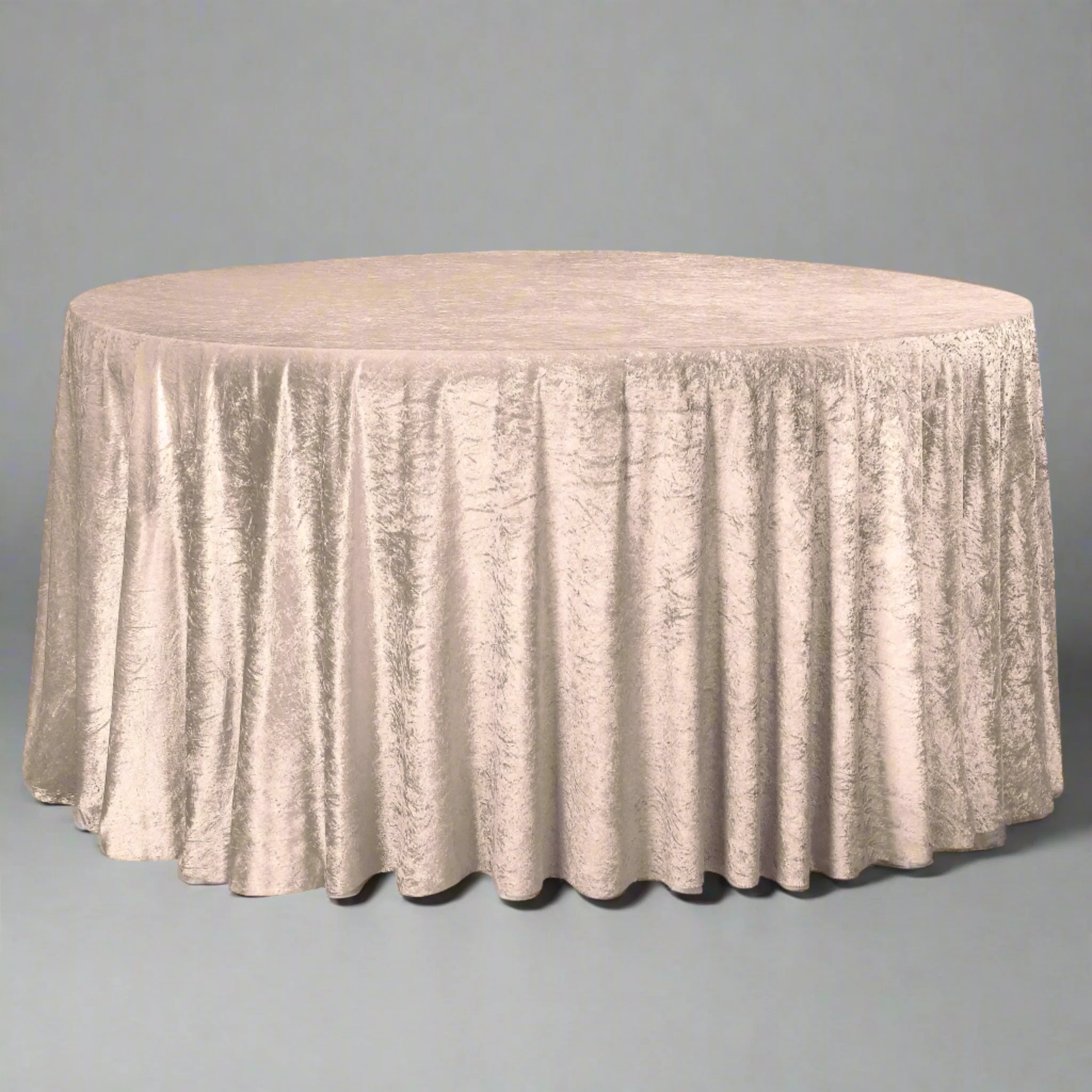 Velvet 132" Round Tablecloth - Beige - Image 4