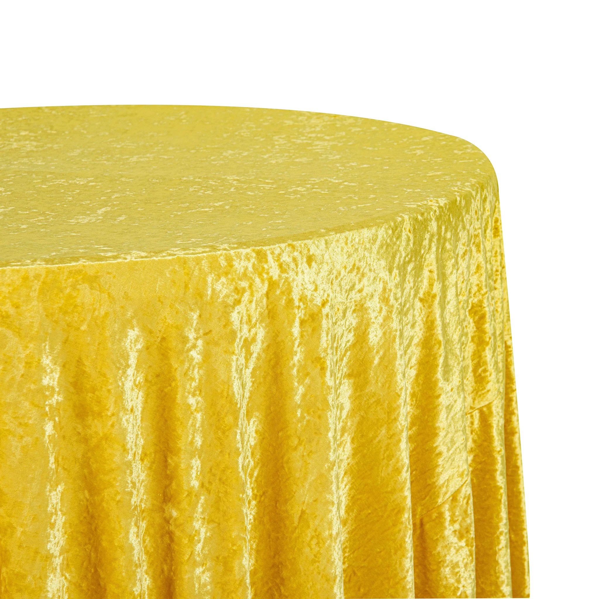 Velvet 132" Round Tablecloth - Canary Yellow - Image 5