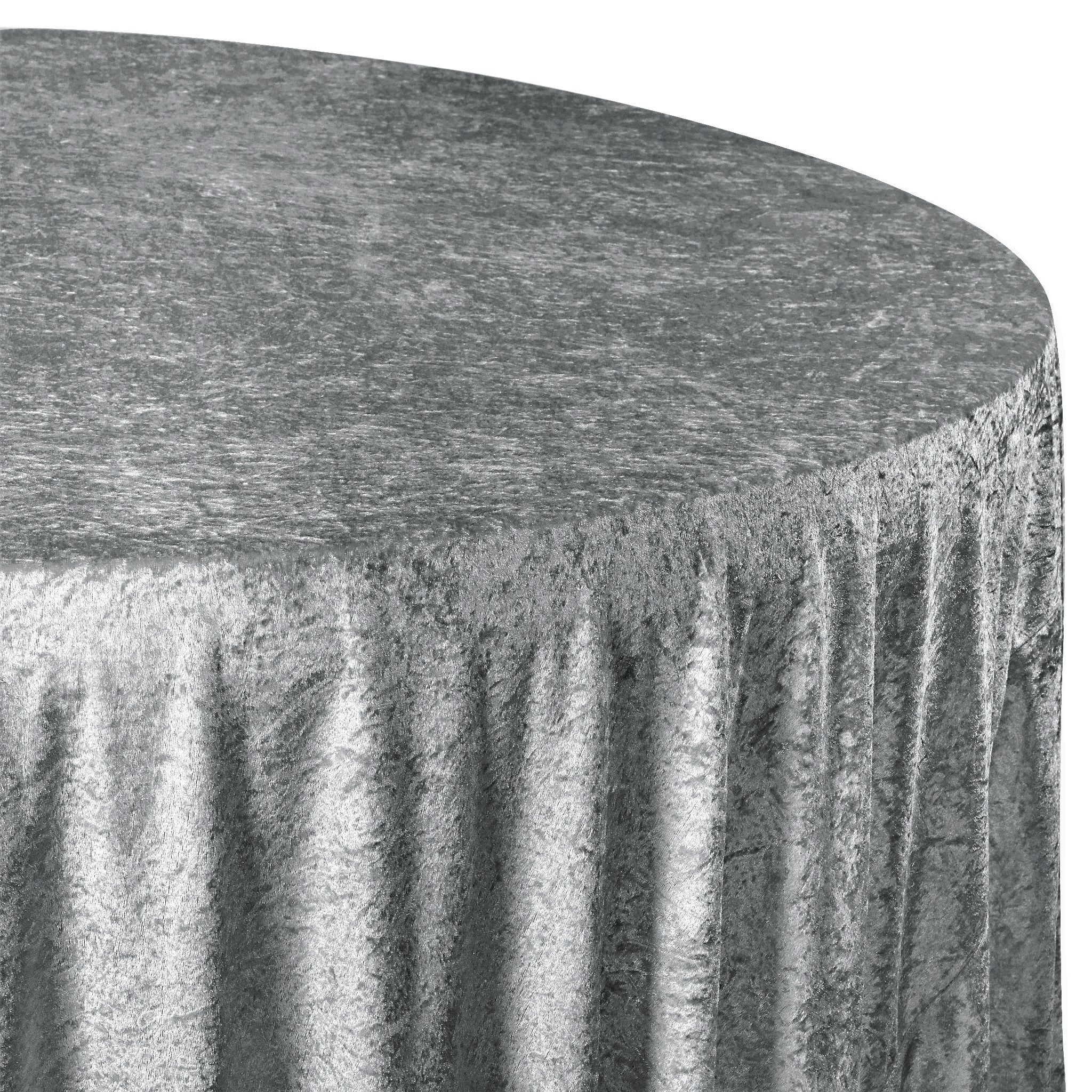 Velvet 132" Round Tablecloth - Charcoal - Image 6