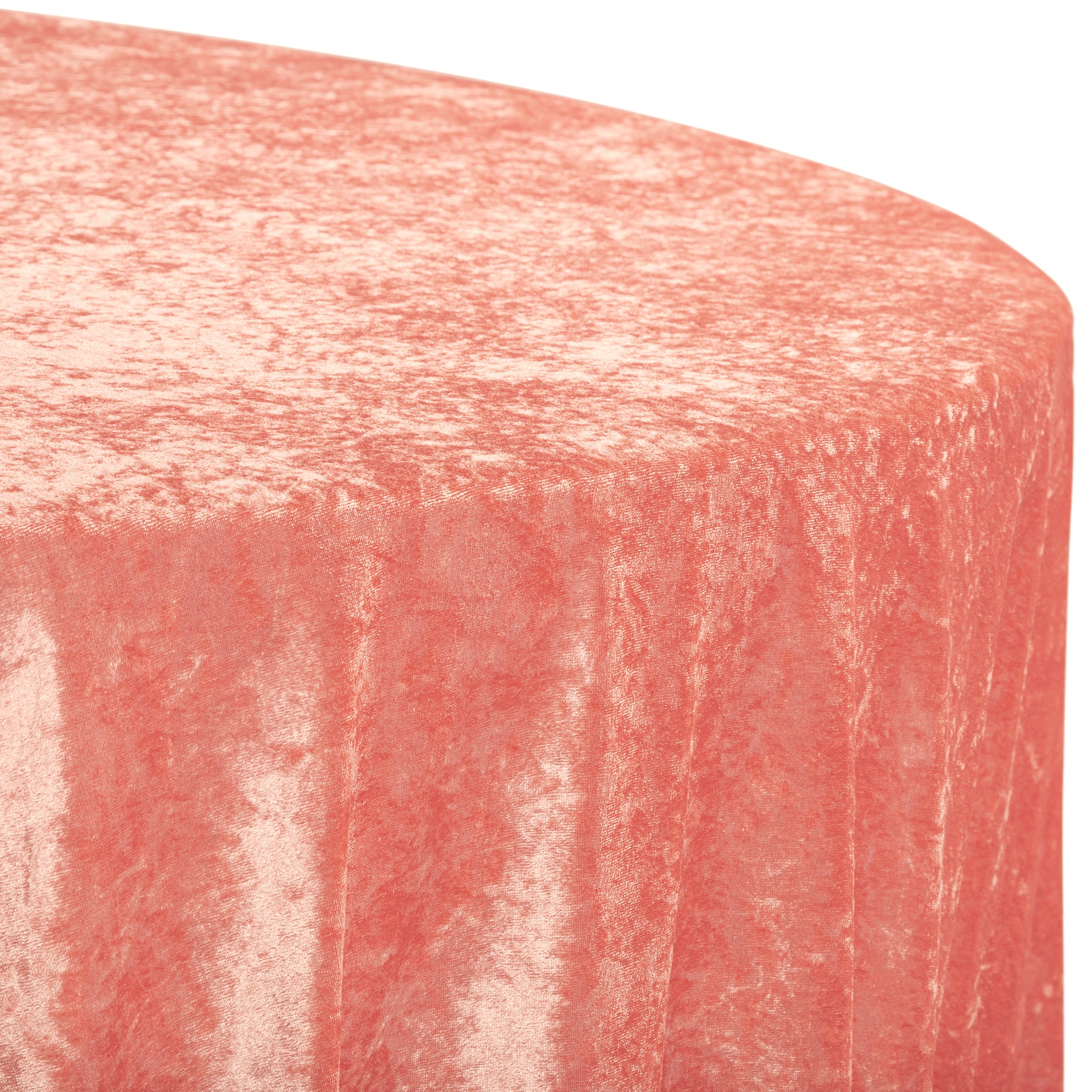Velvet 132" Round Tablecloth - Coral - Image 4