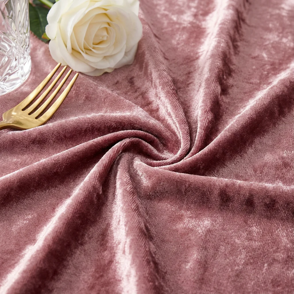Velvet 132" Round Tablecloth - Dark Dusty Rose/Mauve - Image 5