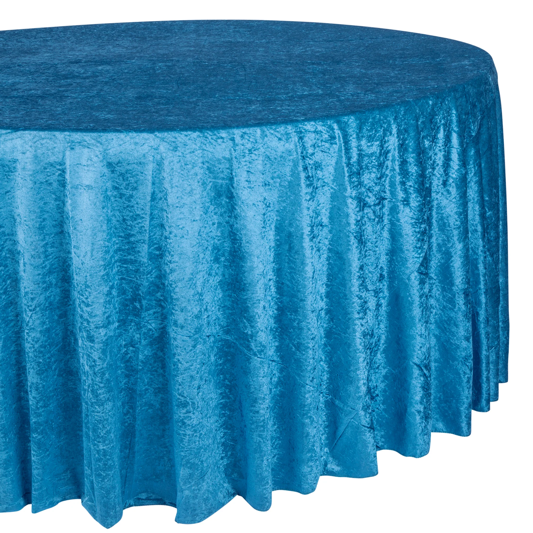 Velvet 132" Round Tablecloth - Dark Teal - Image 6