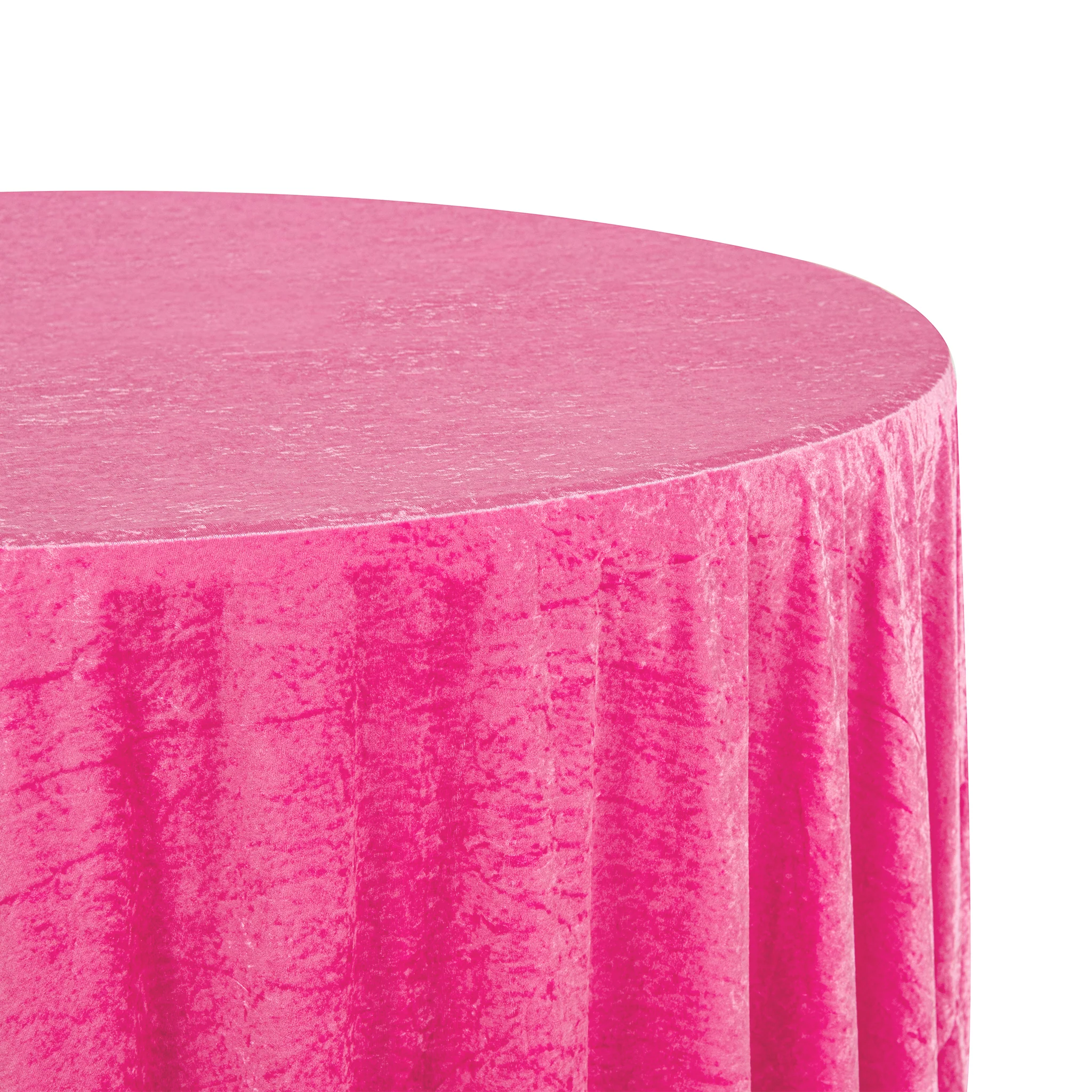 Velvet 132" Round Tablecloth - Fuchsia - Image 5