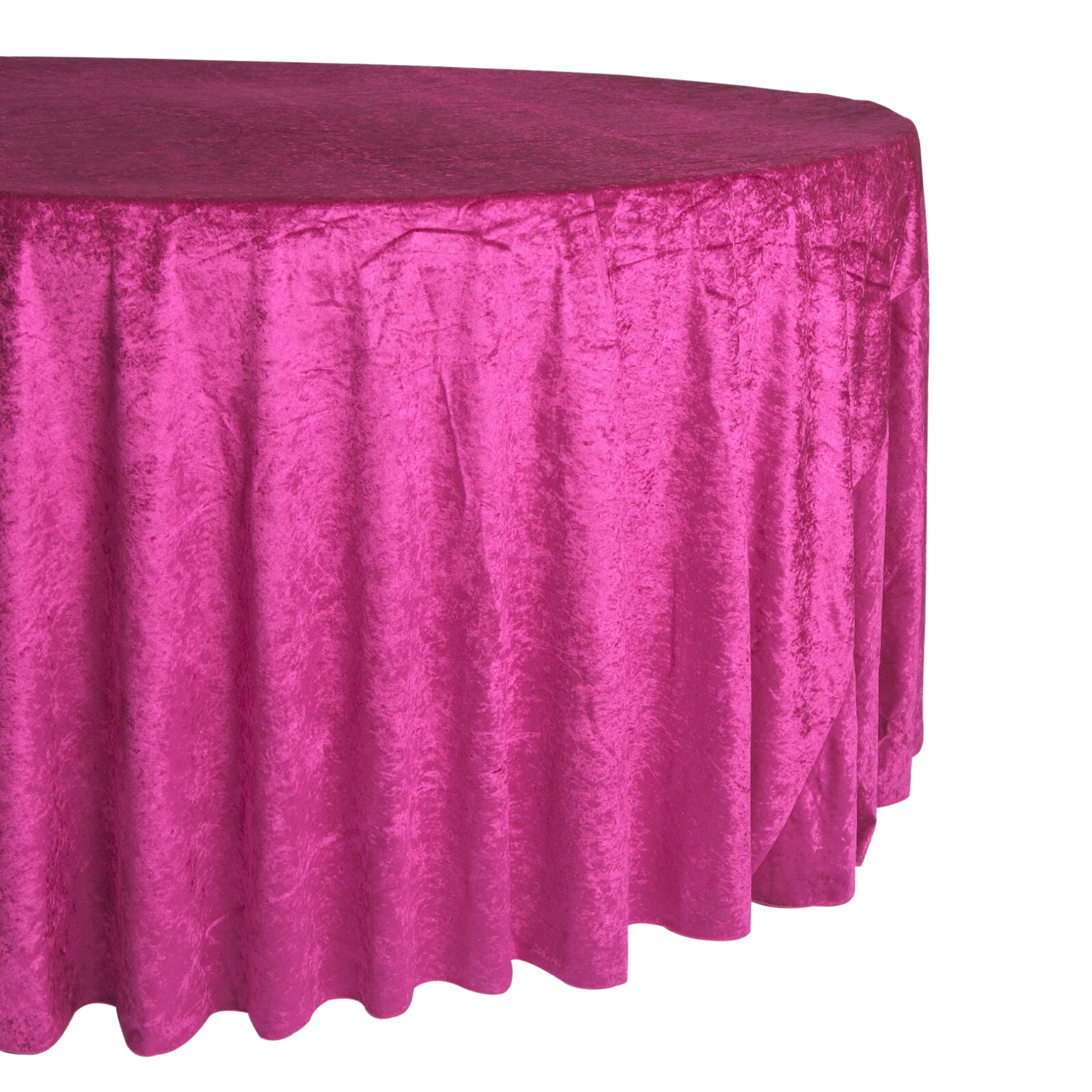 Velvet 132" Round Tablecloth - Magenta - Image 4