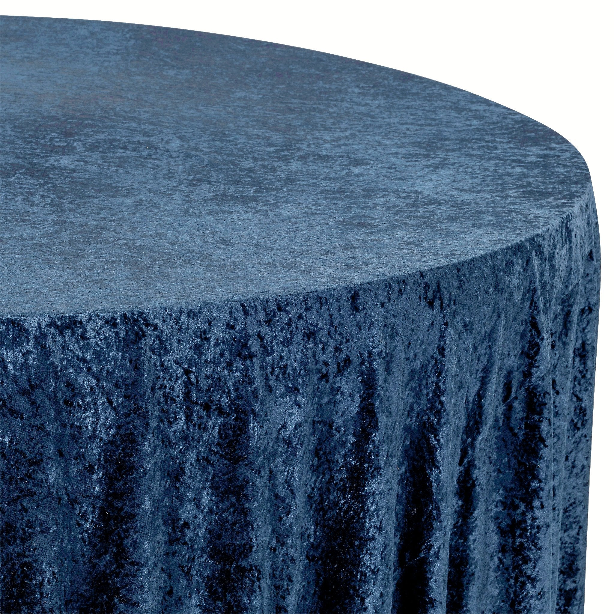 Velvet 132" Round Tablecloth - Navy Blue - Image 4