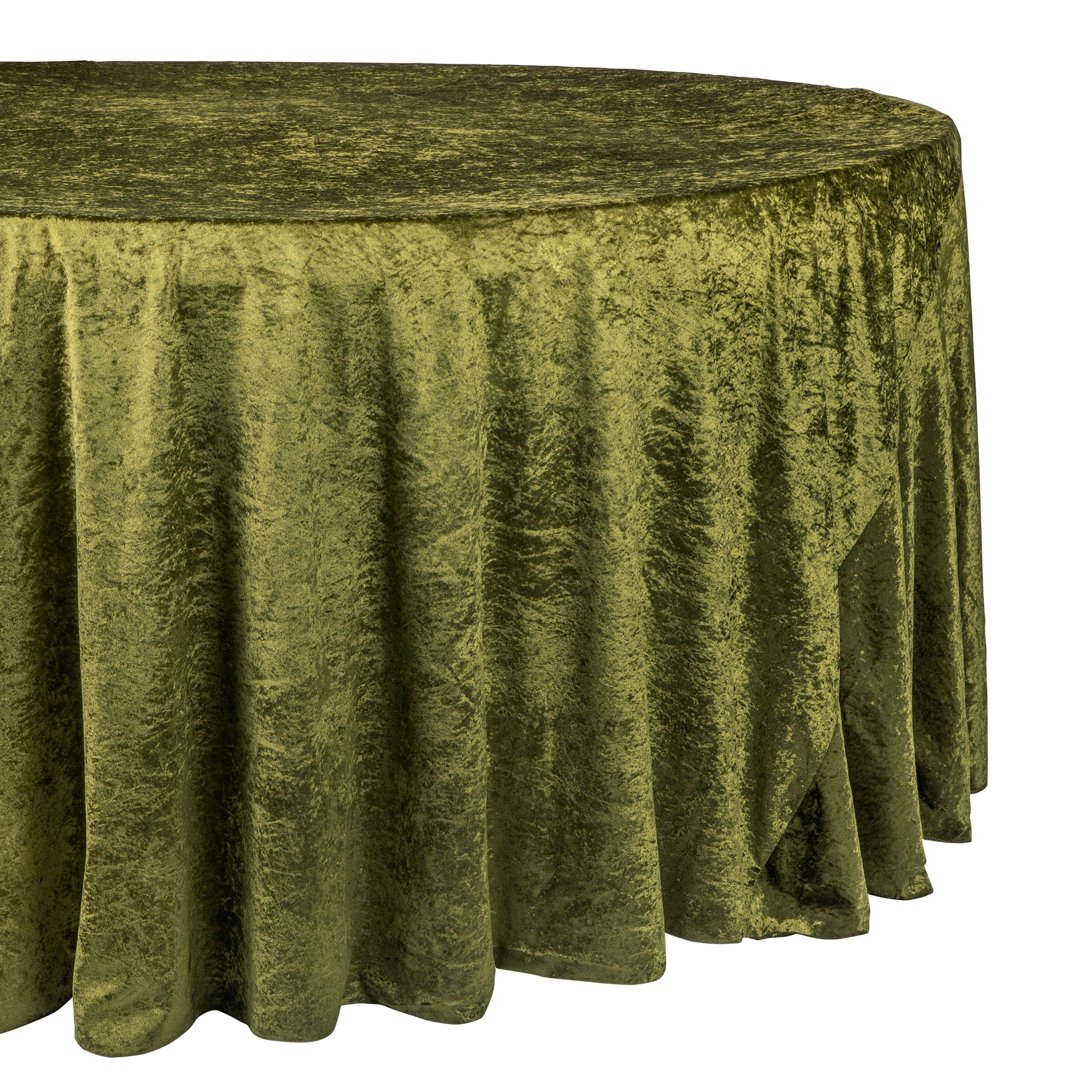 Velvet 132" Round Tablecloth - Olive Green - Image 7
