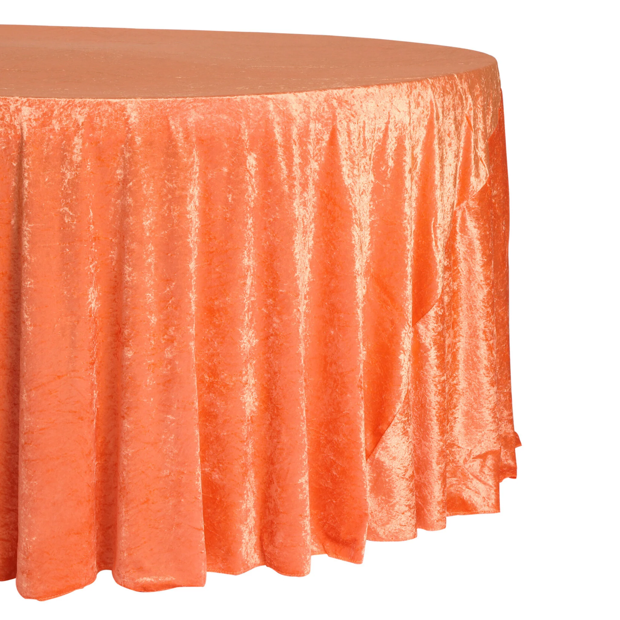 Velvet 132" Round Tablecloth - Orange - Image 4