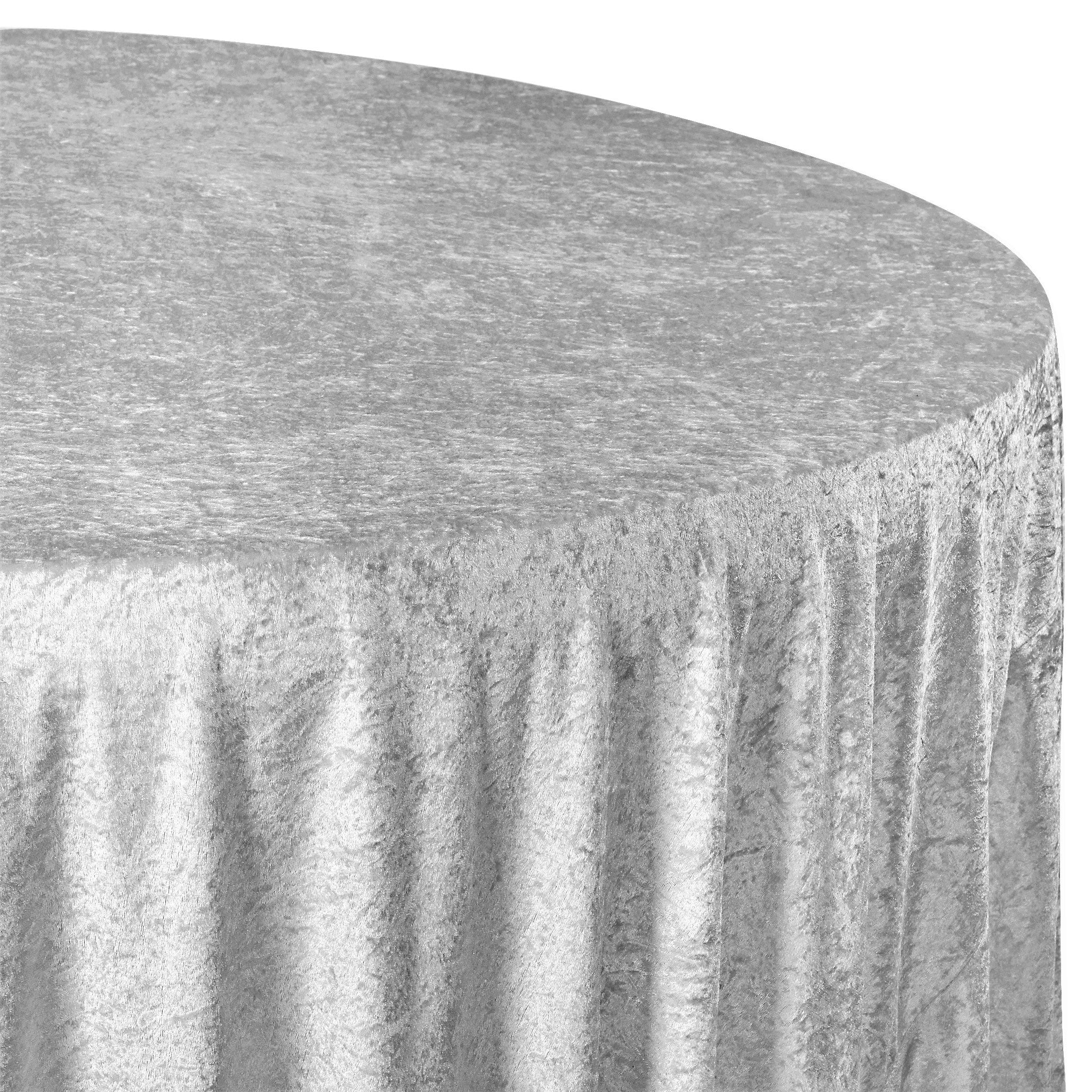 Velvet 132" Round Tablecloth - Silver - Image 5
