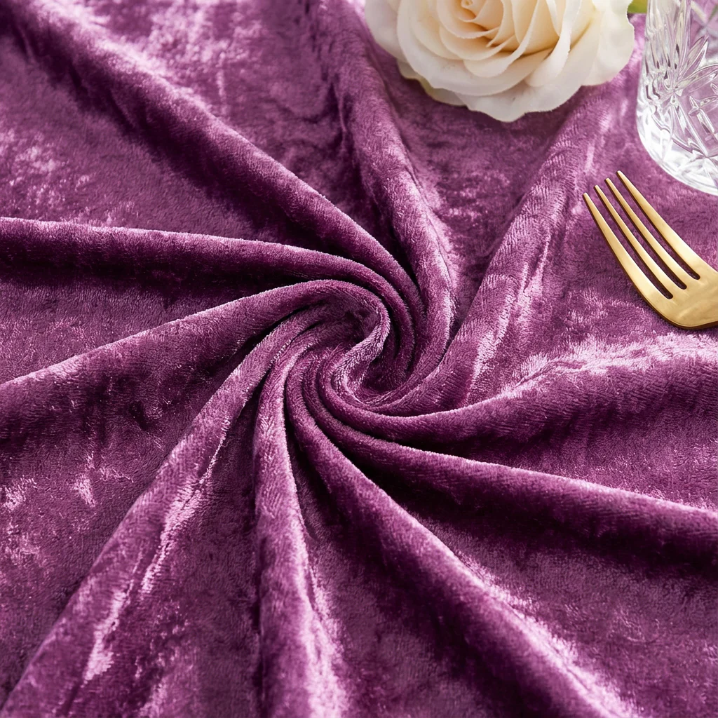 Velvet 132" Round Tablecloth - Violet - Image 4