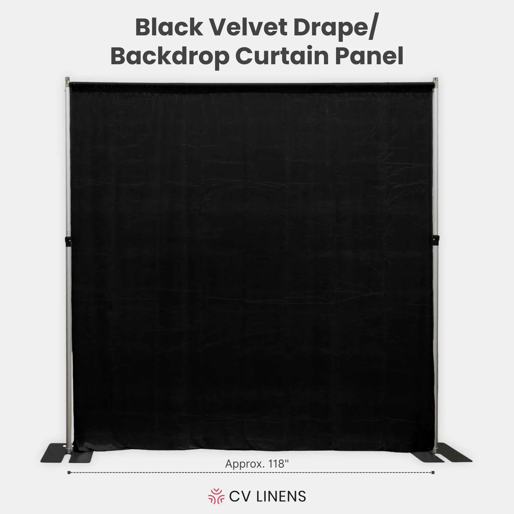 Velvet 14ft H x 118" W Drape/Backdrop Curtain Panel - Black - Image 2
