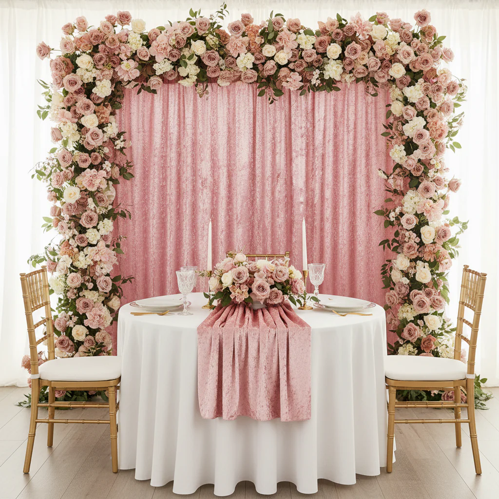 Velvet 14ft H x 52" W Drape/Backdrop Curtain Panel - Dusty Rose/Mauve - Image 2
