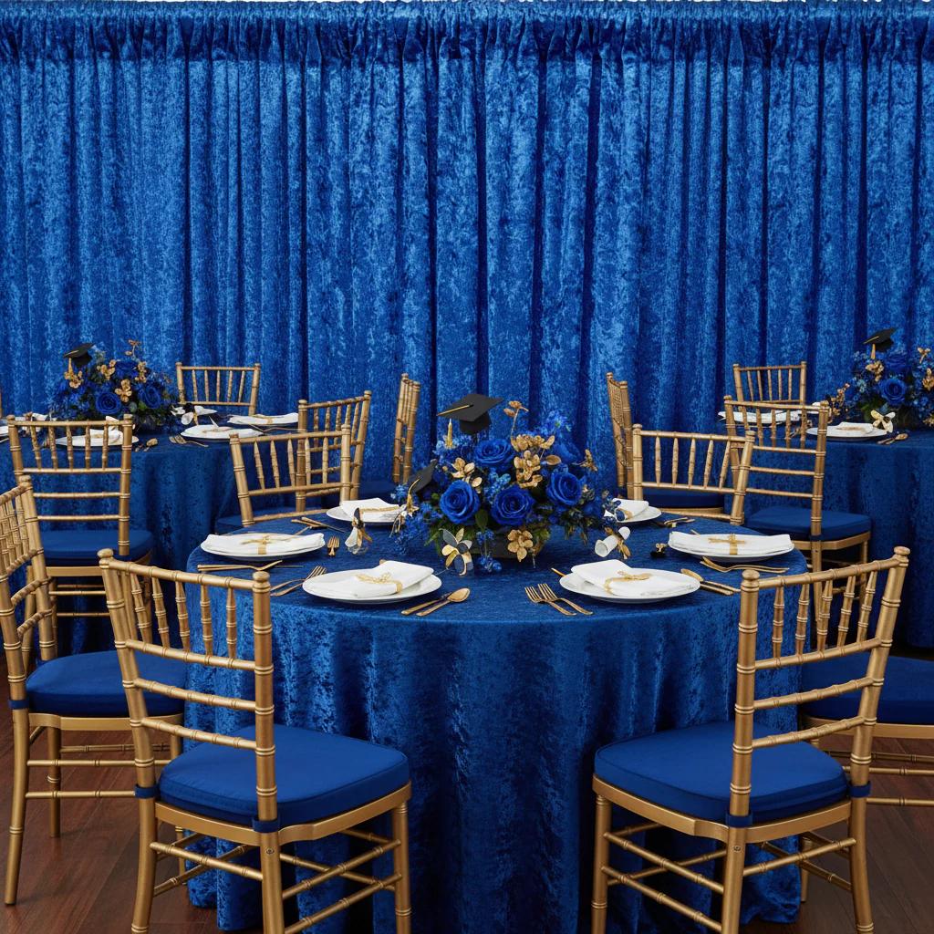 Velvet 14ft H x 52" W Drape/Backdrop Curtain Panel - Royal Blue - Image 2
