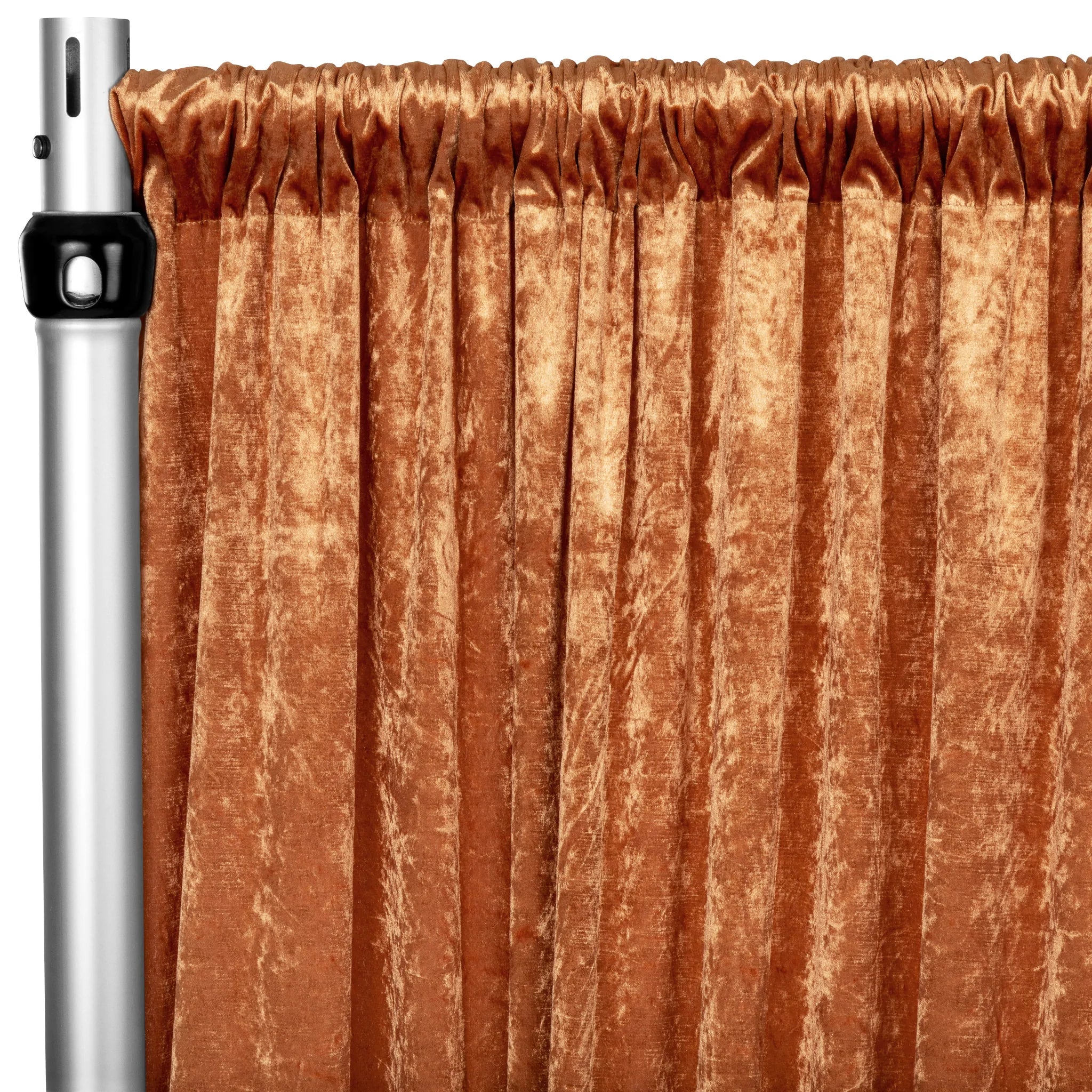 Velvet 14ft H x 52" W Drape/Backdrop Curtain Panel - Rust