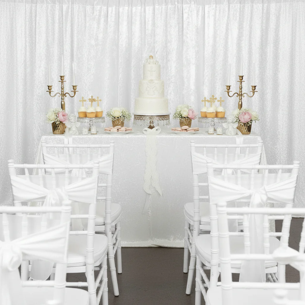 Velvet 14ft H x 52" W Drape/Backdrop Curtain Panel - White - Image 2