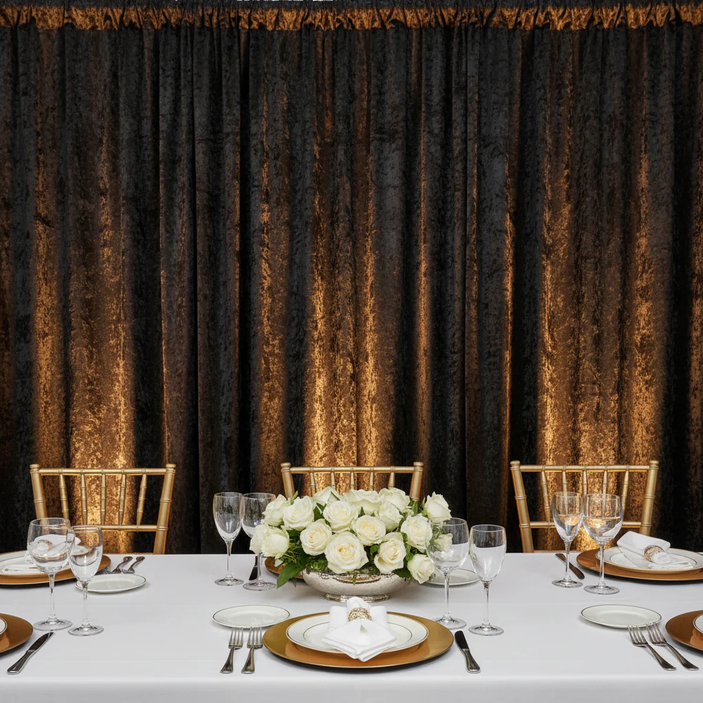 Velvet 16ft H x 52" W Drape/Backdrop Curtain Panel - Black - Image 3